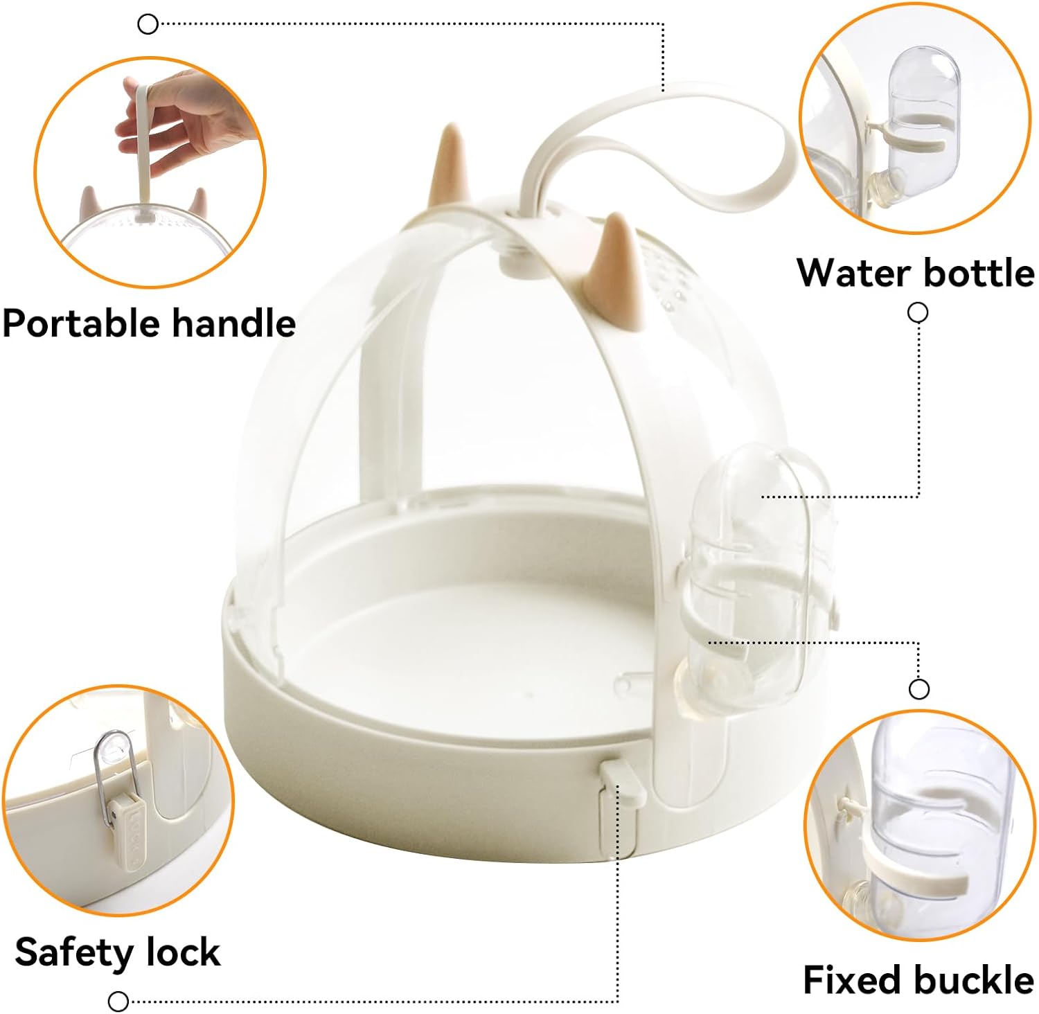 Hamster Portable Cage Travel Case,Hamster Carrying Cage High Permeability Guinea Pig Travel Cage with Water Bottle Travel Carrier for Gerbils Mice Guinea Pigs Sugar Glider(White) - Image 5