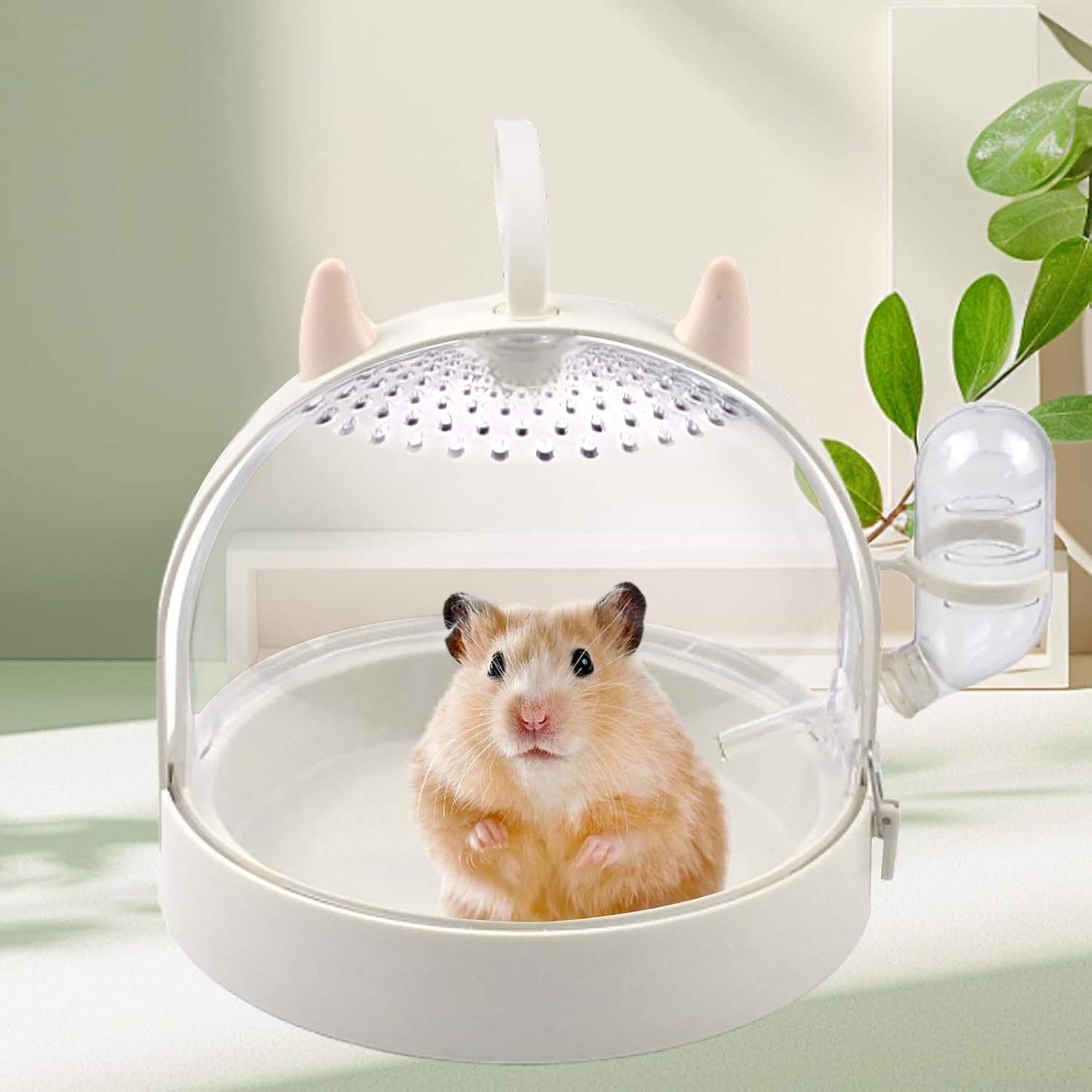 Hamster Portable Cage Travel Case,Hamster Carrying Cage High Permeability Guinea Pig Travel Cage with Water Bottle Travel Carrier for Gerbils Mice Guinea Pigs Sugar Glider(White) - Image 3
