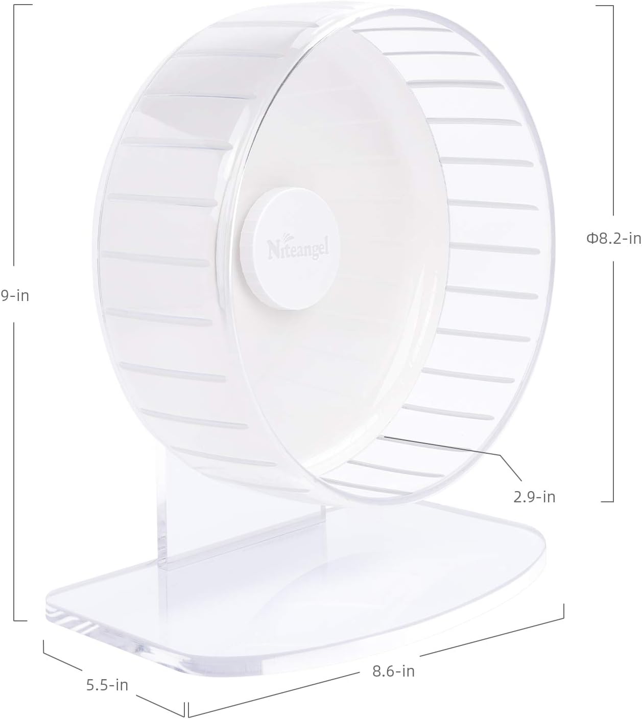 Niteangel Super-Silent Hamster Exercise Wheels - Quiet Spinner Hamster Running Wheels with Adjustable Stand for Hedgehog Gerbils Mice or Other Small Animals (S, White) - Image 8