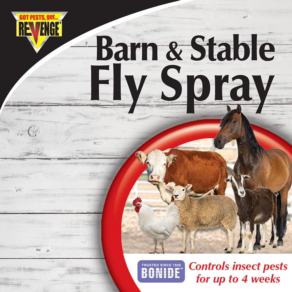 Revenge Barn & Stable Fly Spray, 32 oz Concentrate Long Lasting Insecticide for Flea and Tick Control Indoors and Outdoors - Image 4