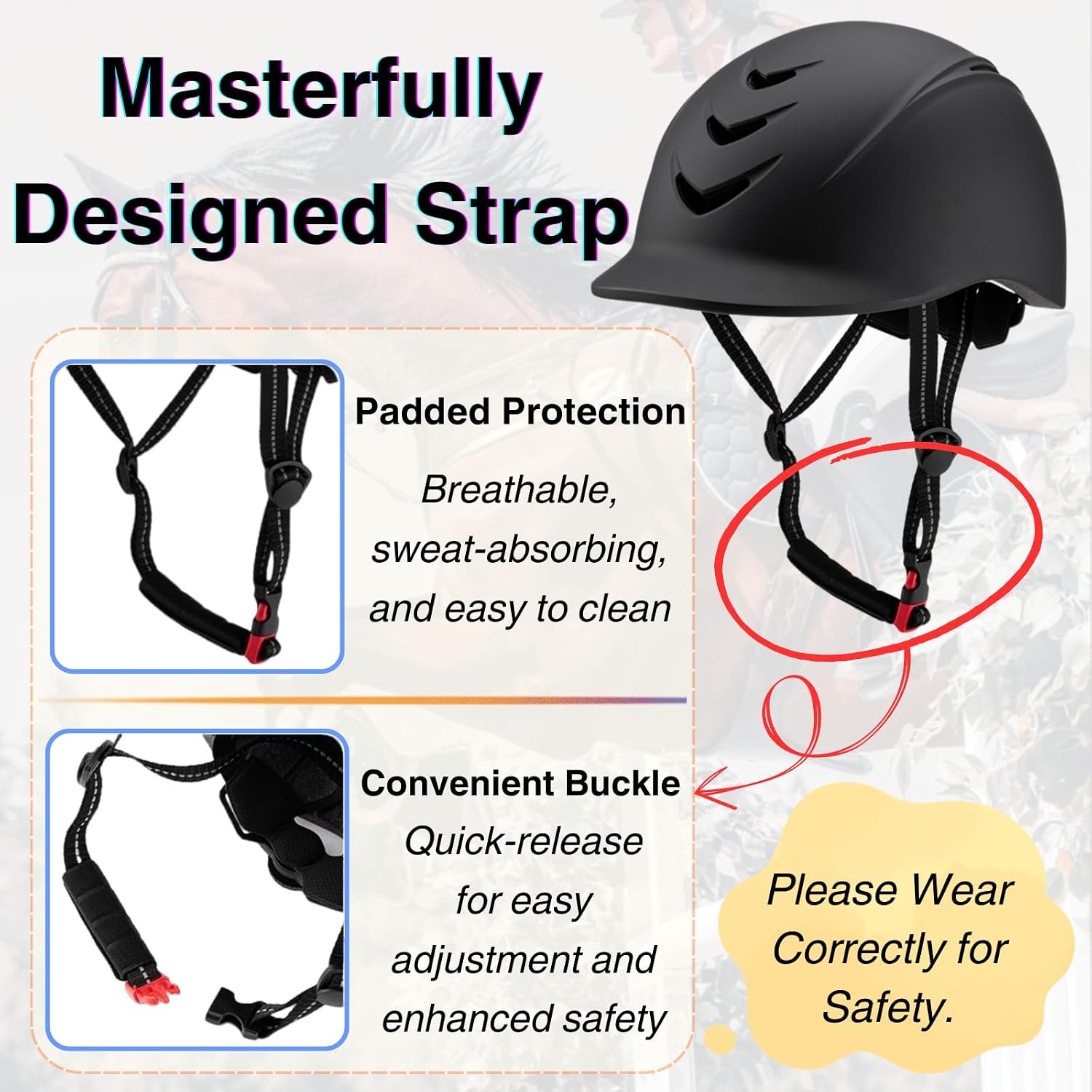 Equestrian Set - Helmet and Gloves for Horseback Riding and Training - Horse Riding Safety Gear Helmets Equestrian Equi-Pro Gear Gloves for Women, Man - Image 6