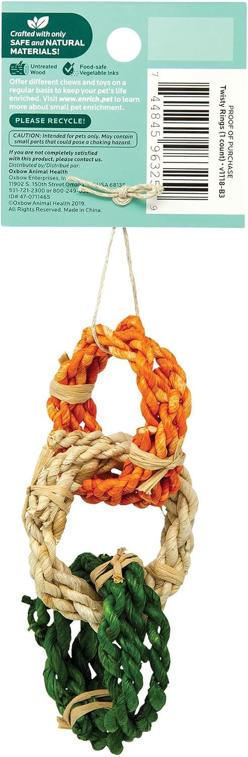 Oxbow Enriched Life Twisty Rings, Rabbit & Guinea Pig Toy, Hamster, Chinchilla & Rat Chew Rings, Small Pet Enrichment & Cage Accessory, Safe Natural Chew, Bunny Boredom Breaker, Enrichment Play Toy - Image 2