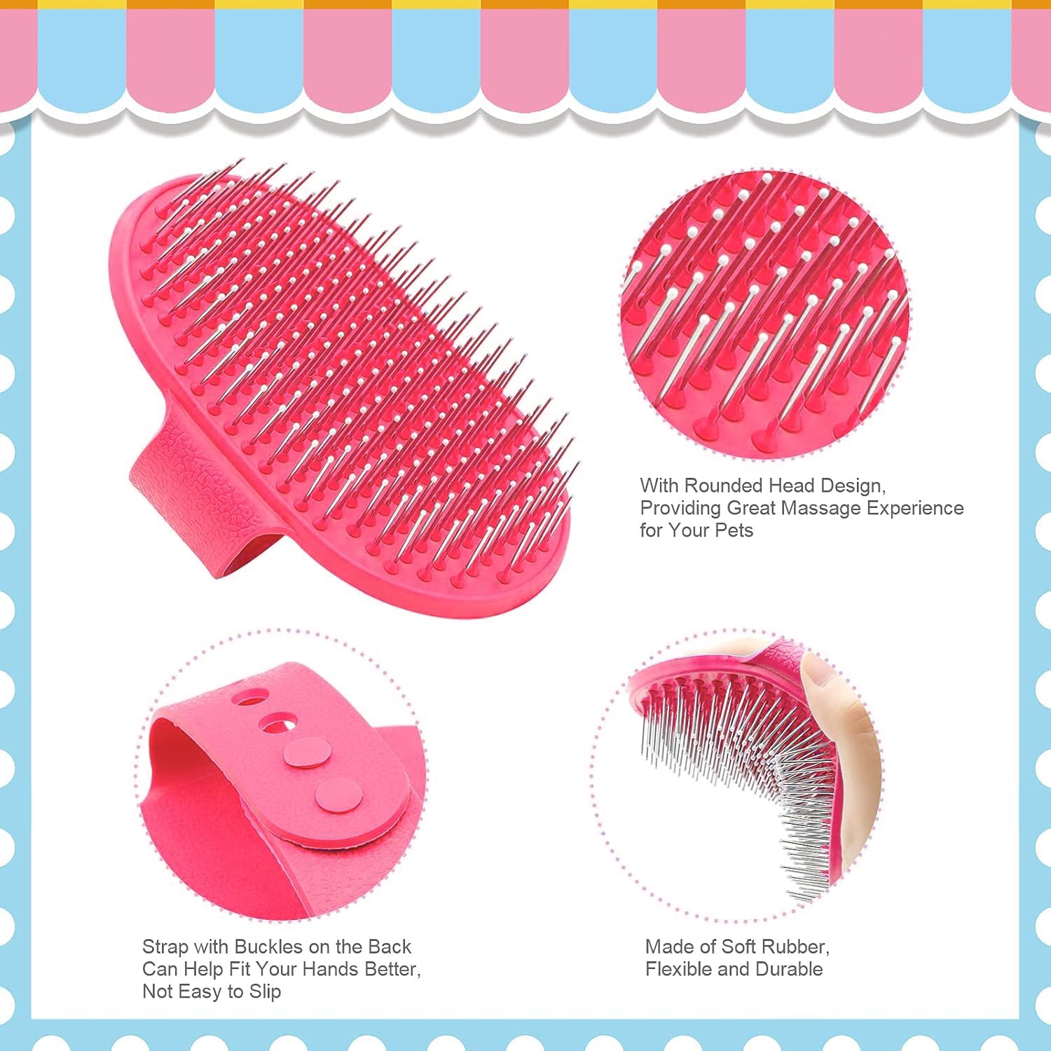Rabbit Grooming Kit, Rabbit Brush for Shedding with Bunny Nail Clipper, Rabbit Nail Trimmers with Pet Combs for Hamster Guinea Pig Ferret by KALAMANDA(Pink) - Image 3