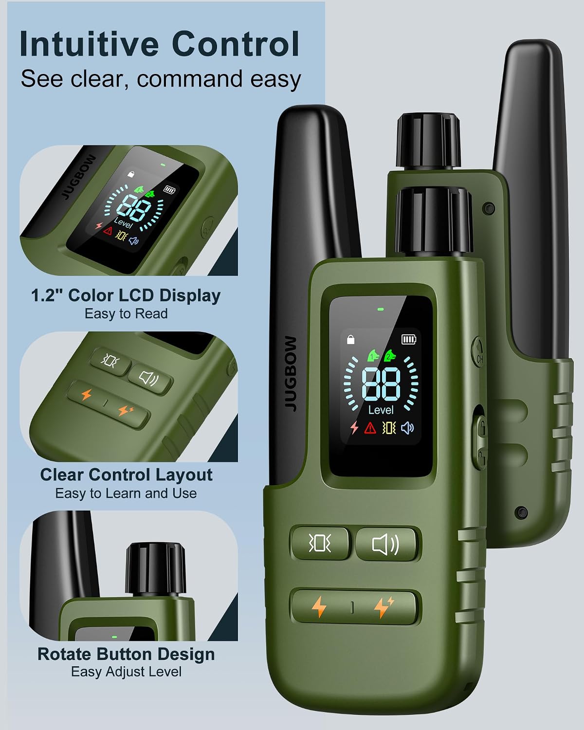 Dog Shock Collar - 4500FT Dog Training Collar with Remote, IPX8 Waterproof Electric Dog Collar with 4 Training Modes, Security Lock, Rechargeable eCollar for 10-120lbs Small Medium Large Dogs - Image 7