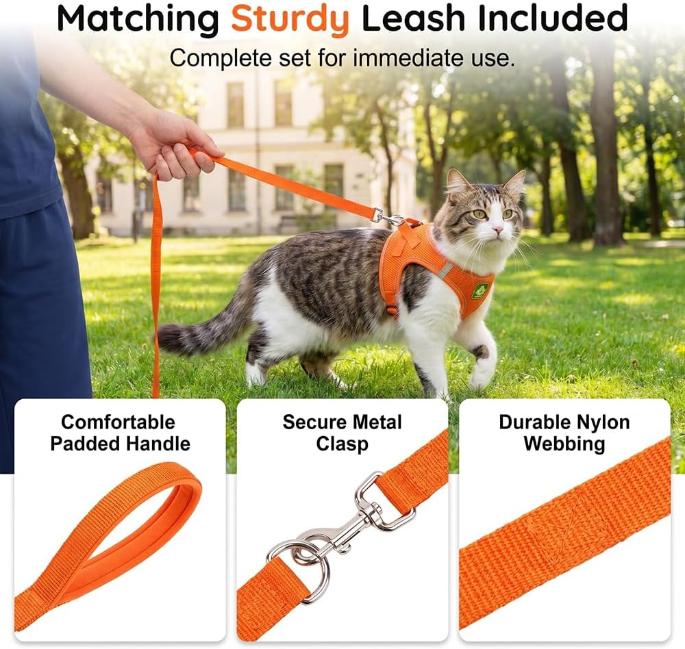 Cat Harness and Leash, 2026 New Cat Harness Escape Proof for Small Medium Large Cats, Breathable Adjustable Vest Harnesses with Reflective Strip for Walking Travel Camping (Black, S) - Image 5