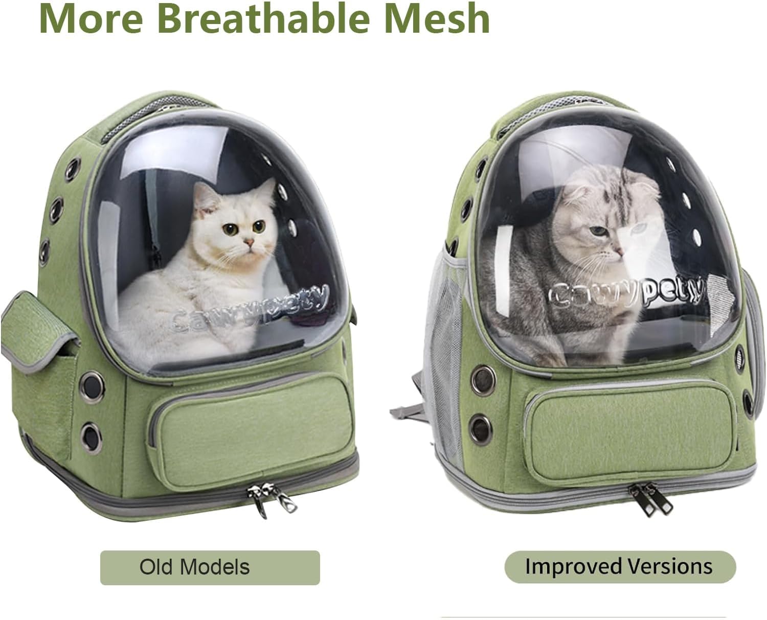 Cawypety Cat Backpack Carrier, Breathable Cat Carrier Large Space Bubble Pet Backpack for Kitty Small Dog up to 15lbs, Transparent & Foldable Pet Carrier for Travel Hiking - Image 3