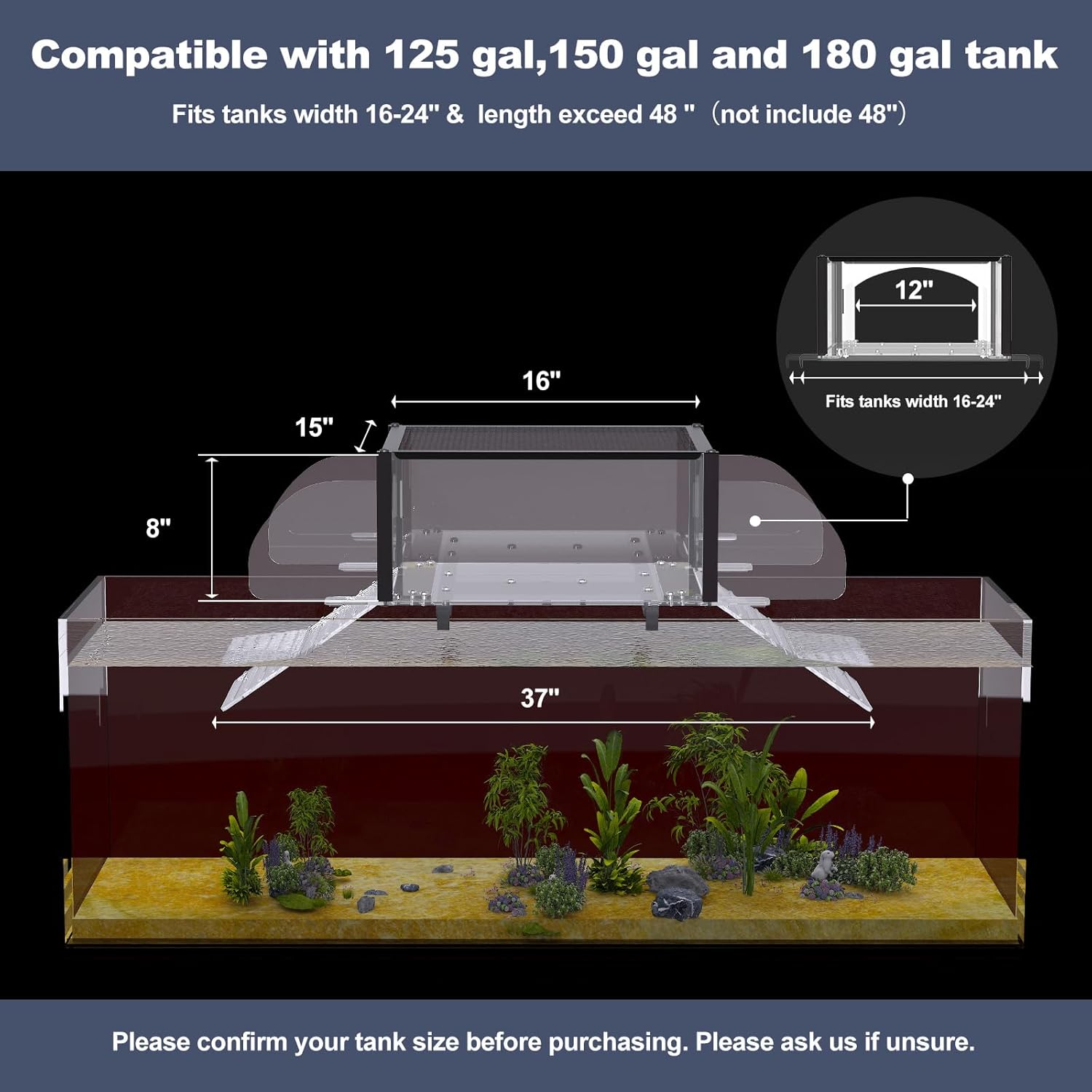 Upgraded Dual Ramp Turtle Basking Platform, Extra Large Fits 125 Gallon 150 Gallon 180 Gallon Aquarium Tank, Aquatic Turtles Topper Dock, Turtle Tank Accessories, Non-Slip Ramp & Escape-Proof - Image 2