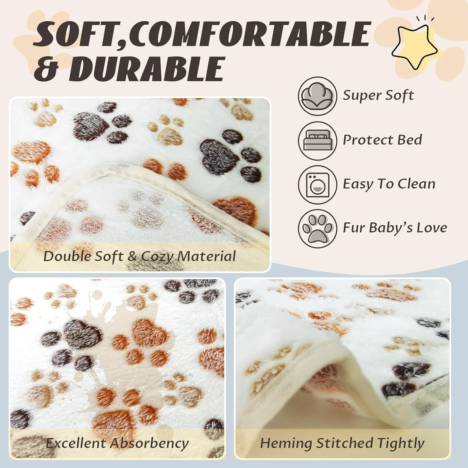 YedsIntu 6 Pcs Absorbent Guinea Pig Blankets Washable Small Animal Fleece Bedding Cage Liners Reusable Pet Pee Pad Sleep Mat Pad Cover for Hamster Ferret Rabbit Chinchilla Hedgehog (16"x24") - Image 5