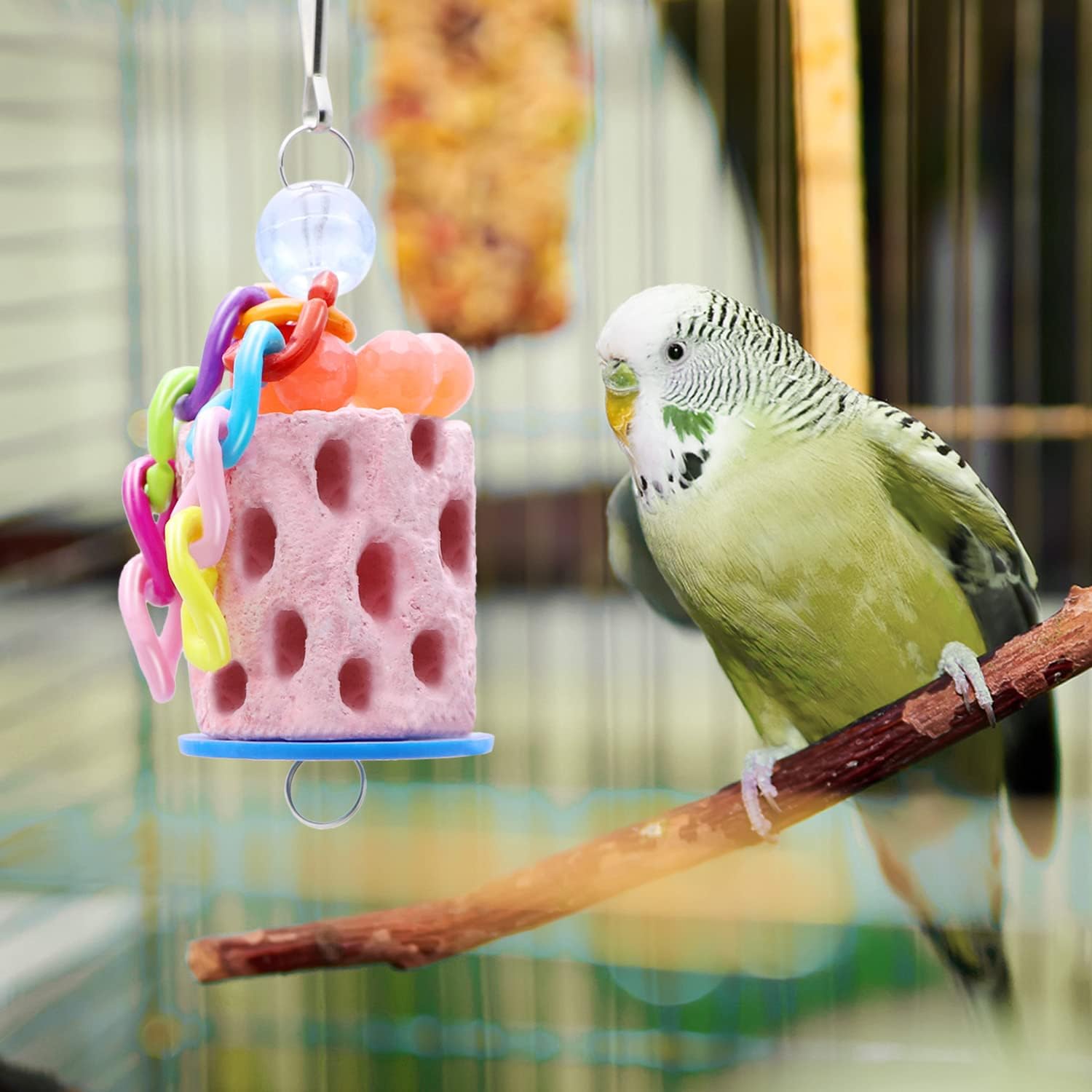 Wontee Bird Beak Grinding Parakeet Treats Bird Calcium Chewing Toy for Budgies Parakeet Cockatiel Conure Hamster (Random Color) (Small (1 pc)) - Image 6