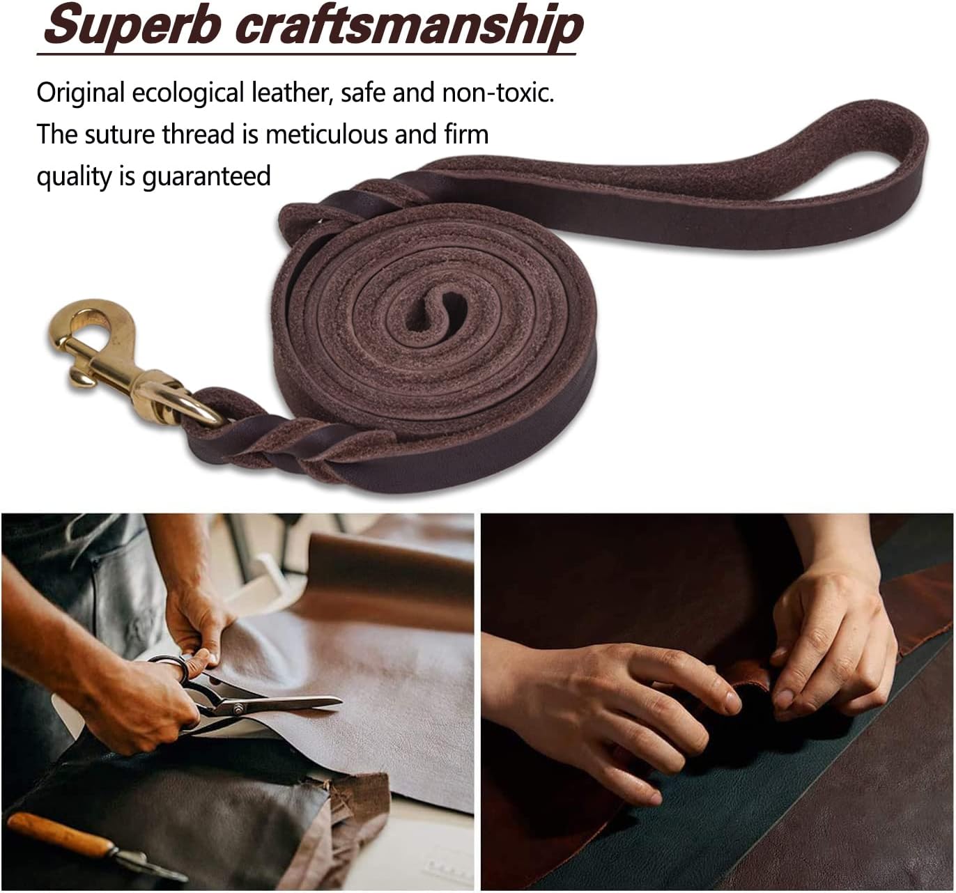 LWBMG Leather Dog Leash 6ft x 3/4 inch, Heavy Duty Genuine Leather Braided Dog Training Leash, Soft and Strong Pet Lead for Large, Medium, Small Dogs - Image 6