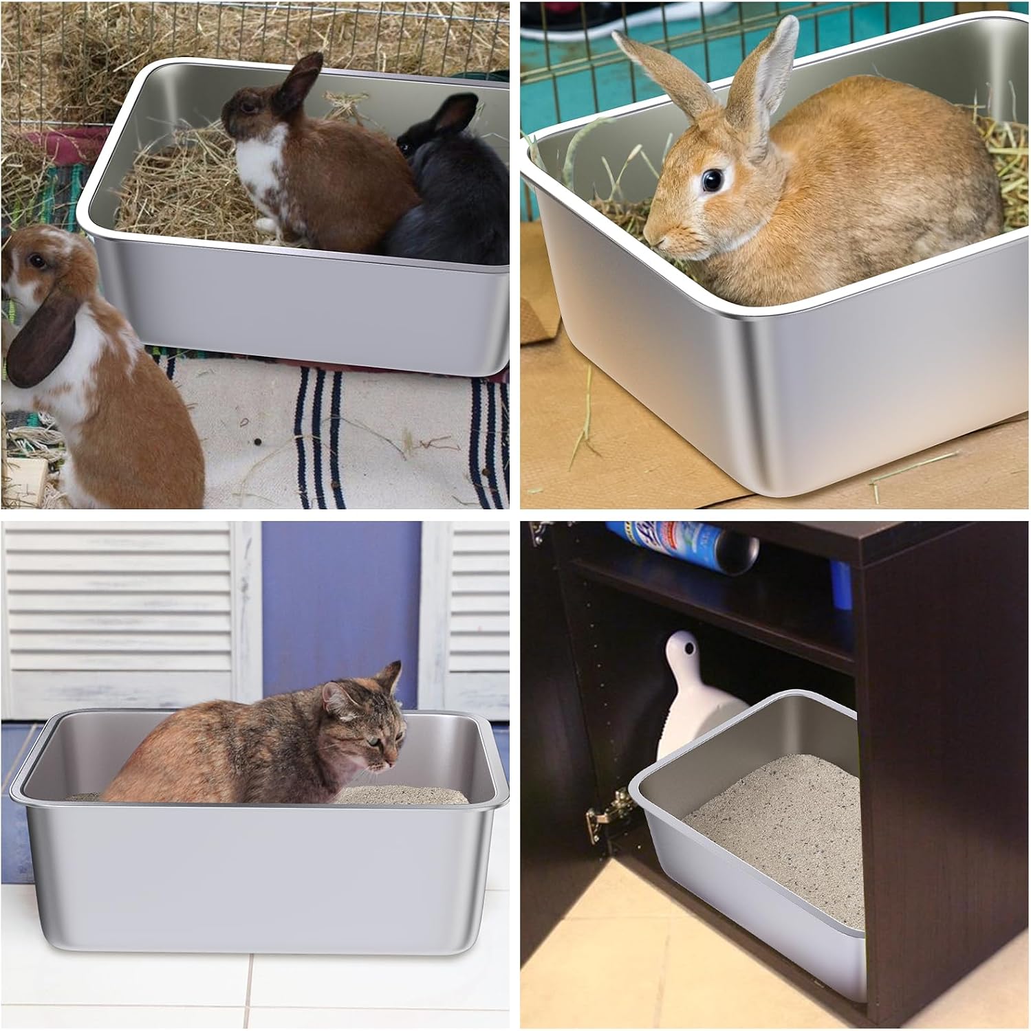 Stainless Steel Litter Box, Metal Litter Box High Sided 18"x14"x6" | Cat Litter Box Easy to Clean, Non-Stick Litterbox for Cats or Kittens, No-Smell Pet Supplies Toilet Tray - Image 5