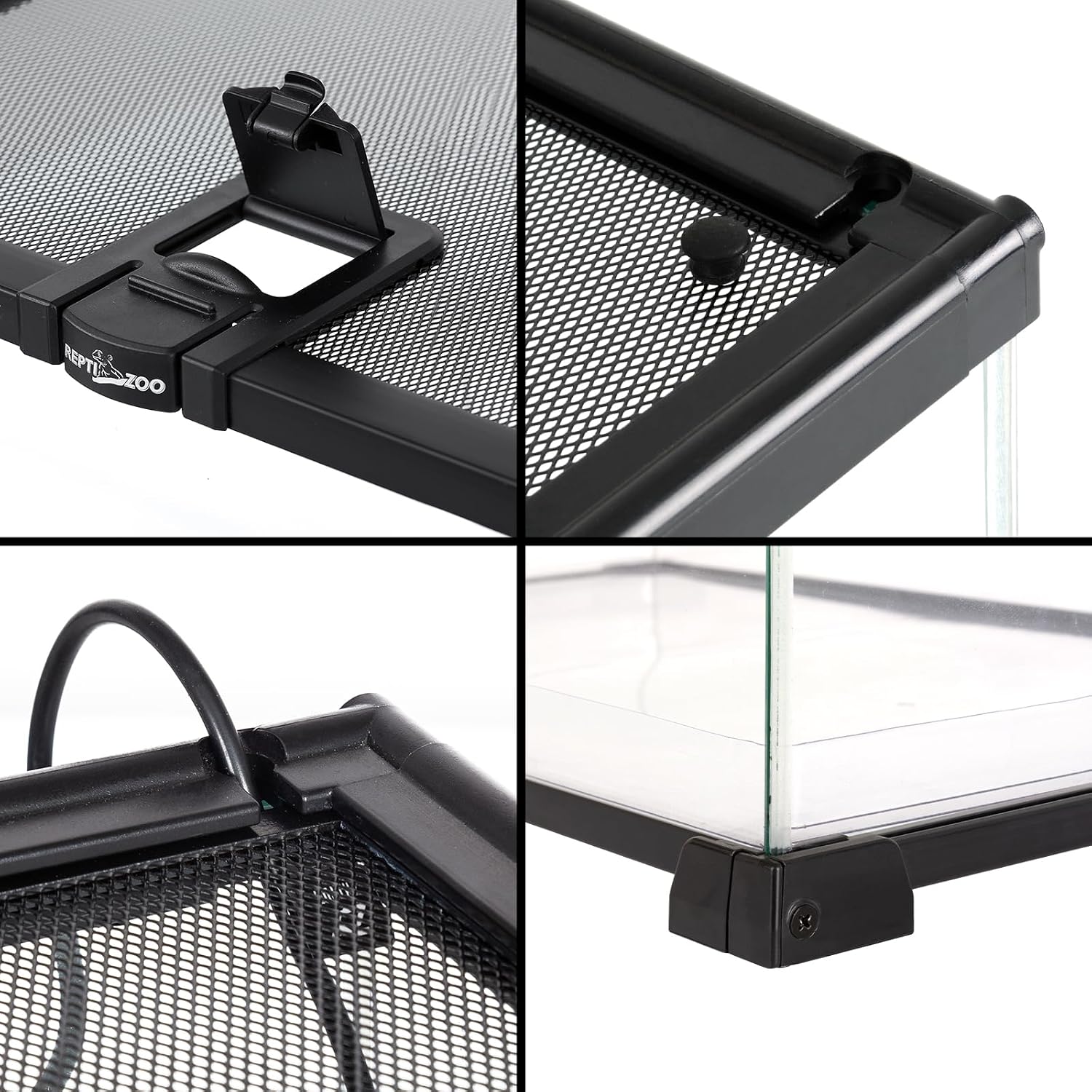 REPTI ZOO Full Glass 15 Gallon Reptile Tank, Medium Reptile Terrarium 24" X 12" X 12" for Gecko Hermit Crab Hognose Snake etc, Top Screen Ventilation & Feeding - Image 3