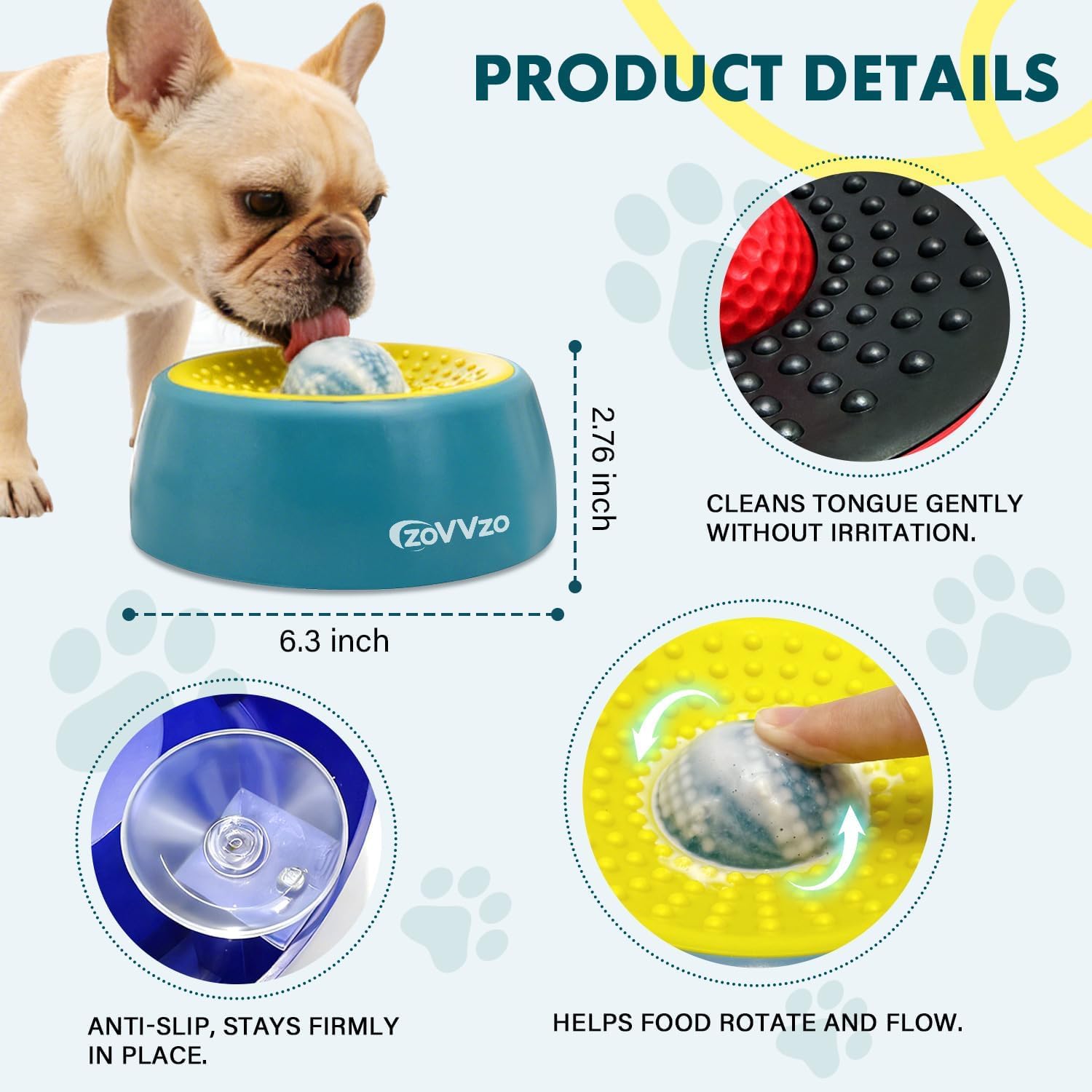 Slow Feeder Dog Bowls, Rolling Ball Dog Lick Bowl, Non-Slip Design, Interactive Dog Licking Toy & Dog Enrichment Toys, Dog Lick Ball Bowl for Wet Food, Yogurt, Bone Broth, Nutrient Solution (Red) - Image 3