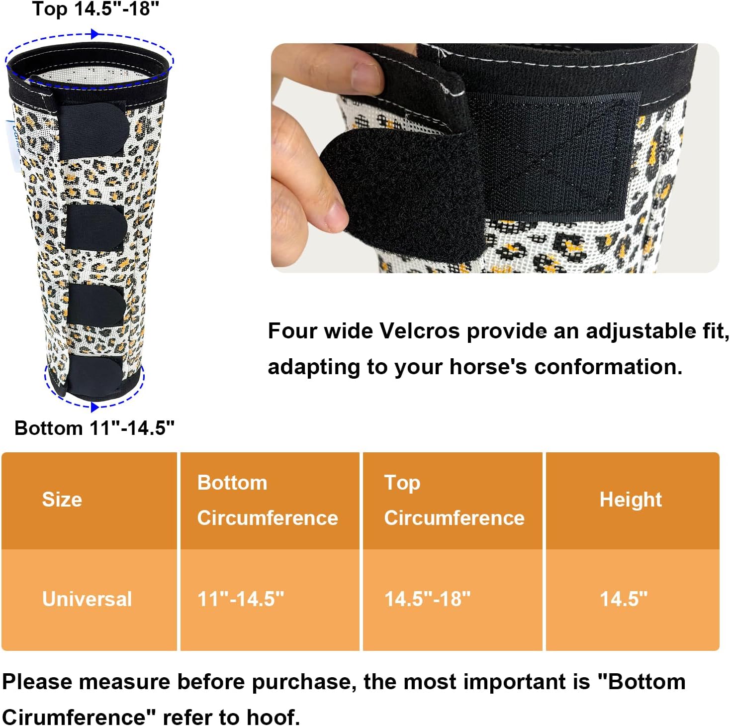 Leopard-Print Horse Fly Boots Set of 4, Soft Top Loose Fitting Leggings for Horses, Cheetah Print Style Design, Equine Breathable Adjustable 4 Leg Wraps Socks, Reliable Leg Guards for 4 Legs - Image 5