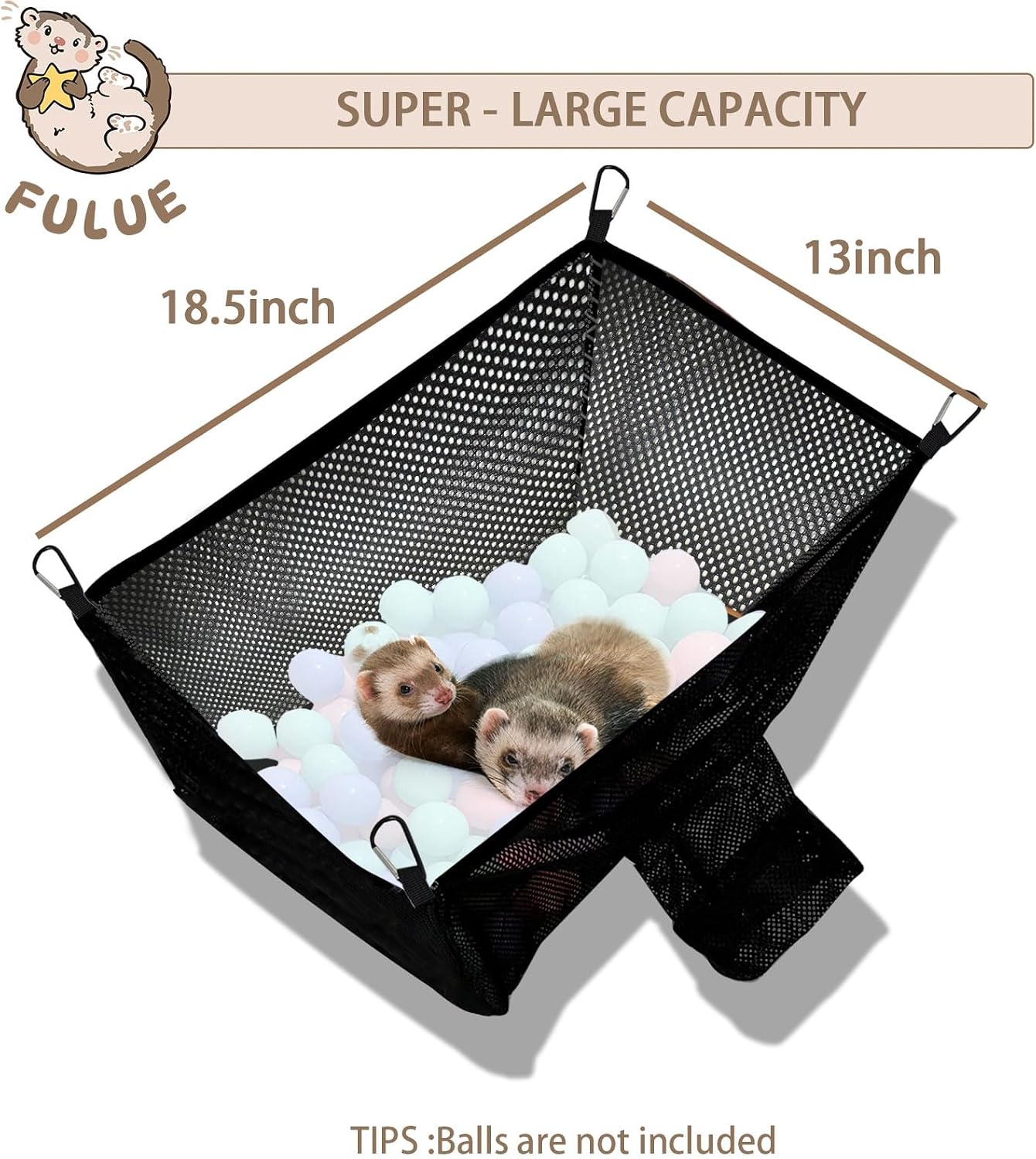 Ferret Ball Pit Hammock,Ferret Hammock Playpen Toy Box Cube for Cage Compatible with Tunnel System(Ball Not Included) - Image 5