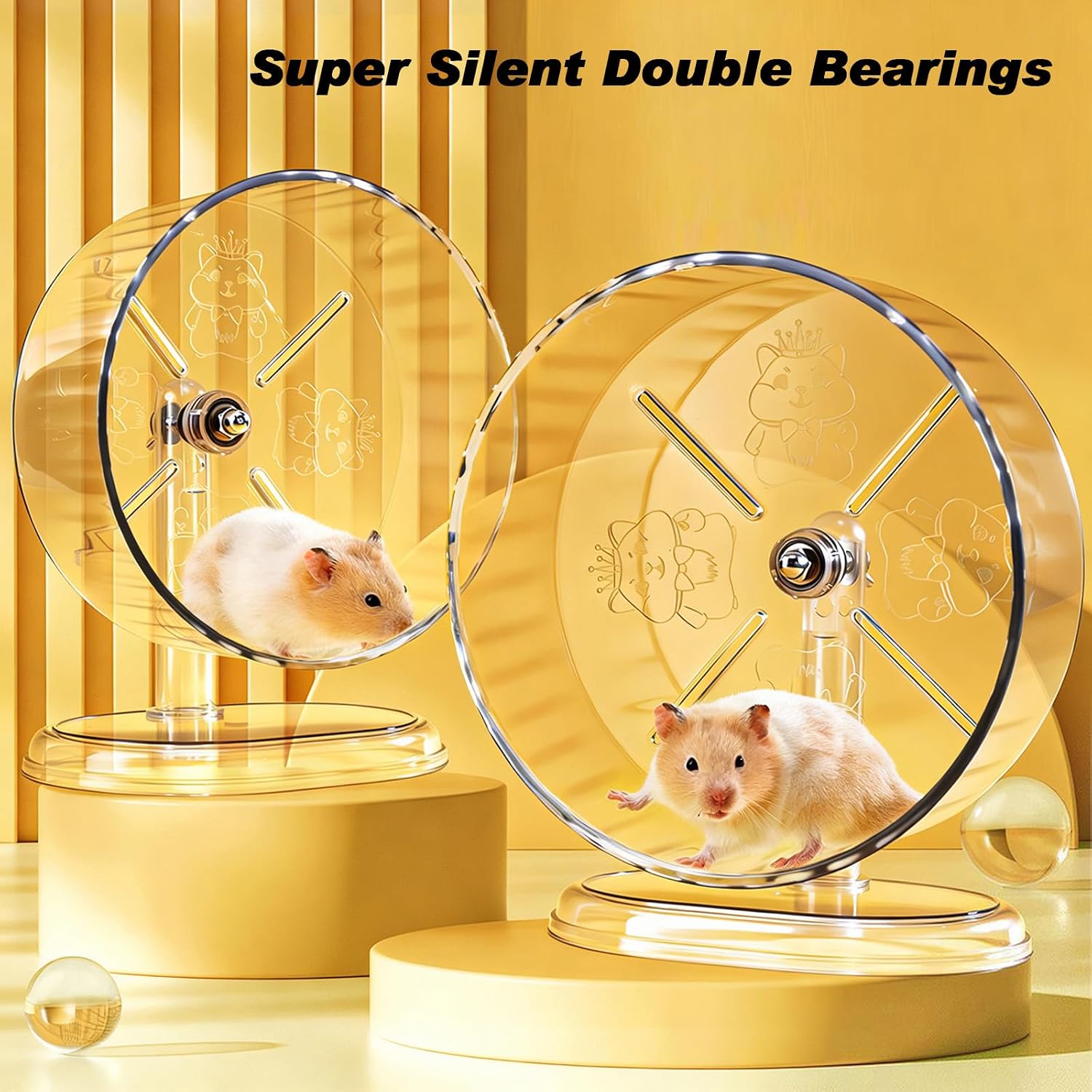 Hamster Exercise Wheel,Super-Silent Small Animals Exercise Wheels,Quiet Hamster Running Wheels with Adjustable Stand for Hamsters,Gerbils,Rats,Other Small Pets(Transparent, 7 inch) - Image 4