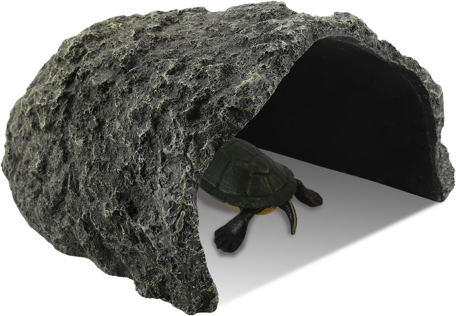 IBWell 9.1 Inch Reptile Hides Resin Tortoise Hideout for Hiding and Basking Aquarium Rock Caves for Snake Bearded Dragon Fish Lizard