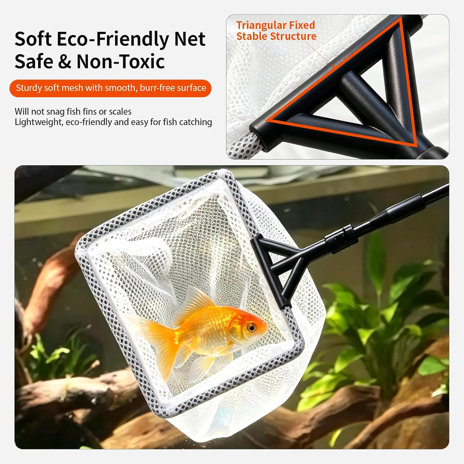 UPETTOOLS Aquarium Clean Tool 6 in 1 Fish Tank Cleaning Kit Algae Scraper Scrubber Pad Adjustable Long Handle Fish Tank Brush Cleaner Set - Image 4
