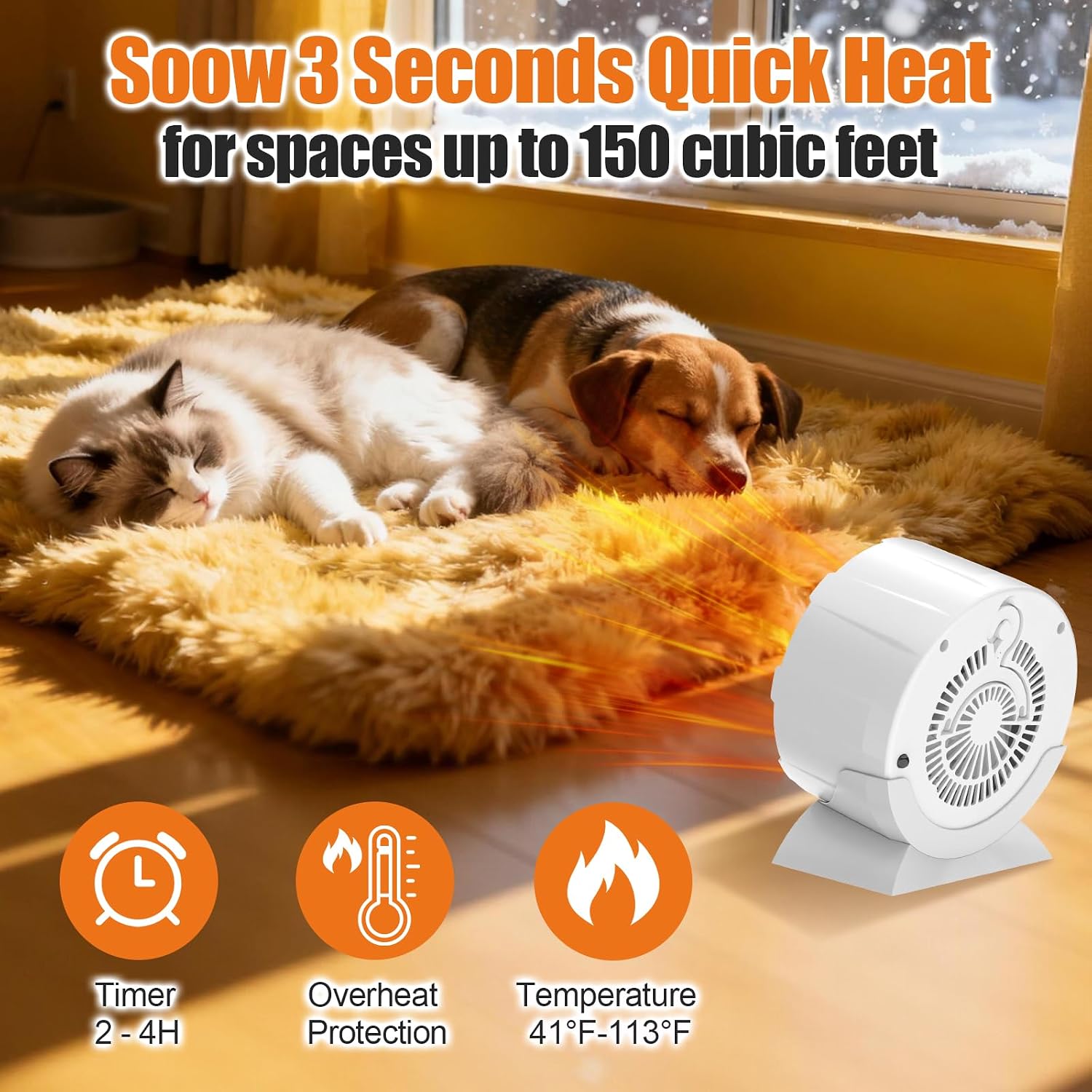 200W Reptile Heat Mats Space Heater, Adjustable Temperature Reptile Heating Heaters, Non-Light Heating Solution with Expanded Heating Range for Hermit Crabs/Leopard Geckos/Turtles/Snakes/Frog/Iguana - Image 5