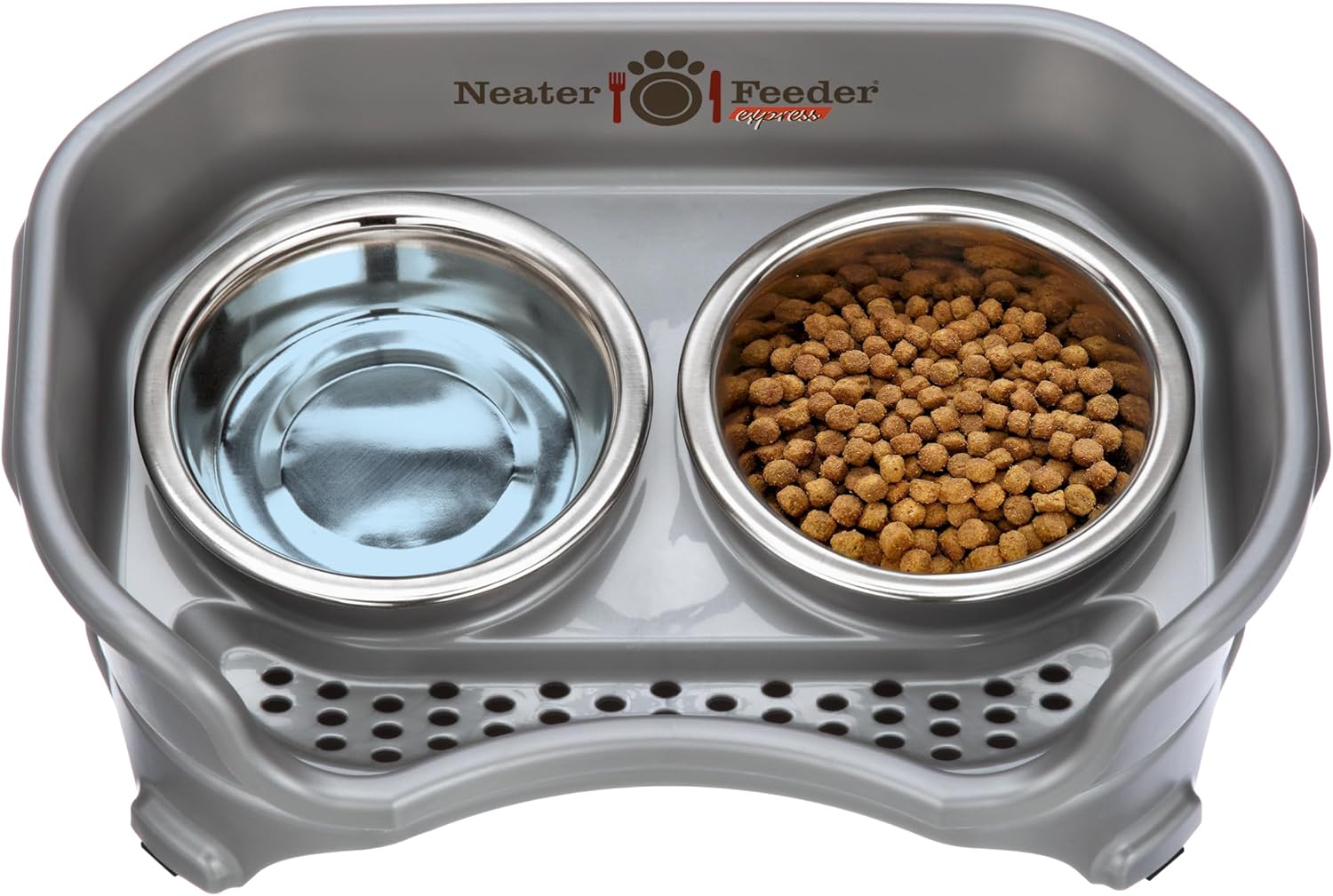 Neater Feeder Express Mess Proof Cat Bowls Elevated, No Spill Feeding Station, Stainless Steel Dishes for Food and Water, Raised Bowls for Indoor Cats, No Fatigue Whisker Friendly Dish, Grey - Image 8