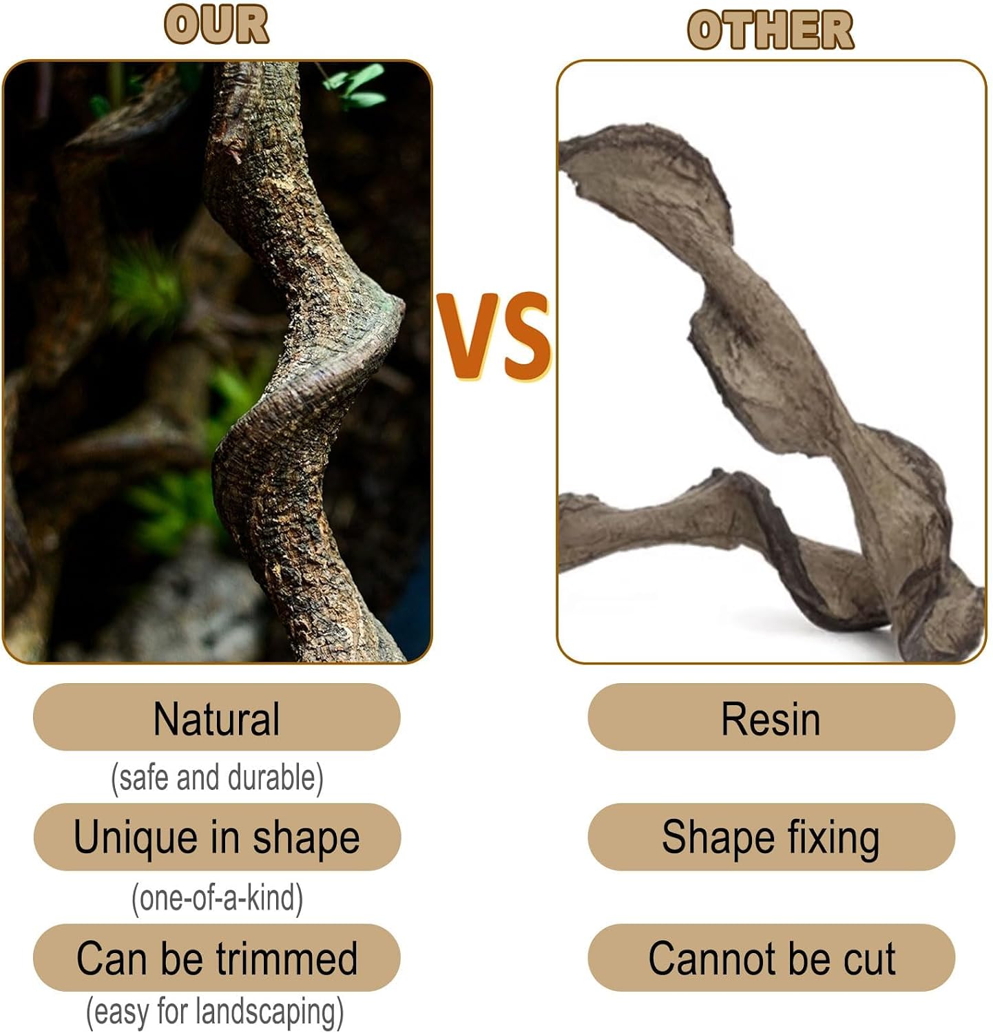 Reptile Decor 3PCS Natural Forest Branch Terrarium Habitat Decoration Lizard Climbing Tree Branch for Bearded Dragon Gecko Snake Frog Chameleon Spider - Image 4