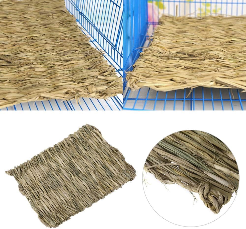 Hamiledyi Grass Mat Woven Bed Mat for Small Animal Bunny Bedding Nest Chew Toy Bed Play Toy for Guinea Pig Parrot Rabbit Hamster Rat(Pack of 3) - Image 4