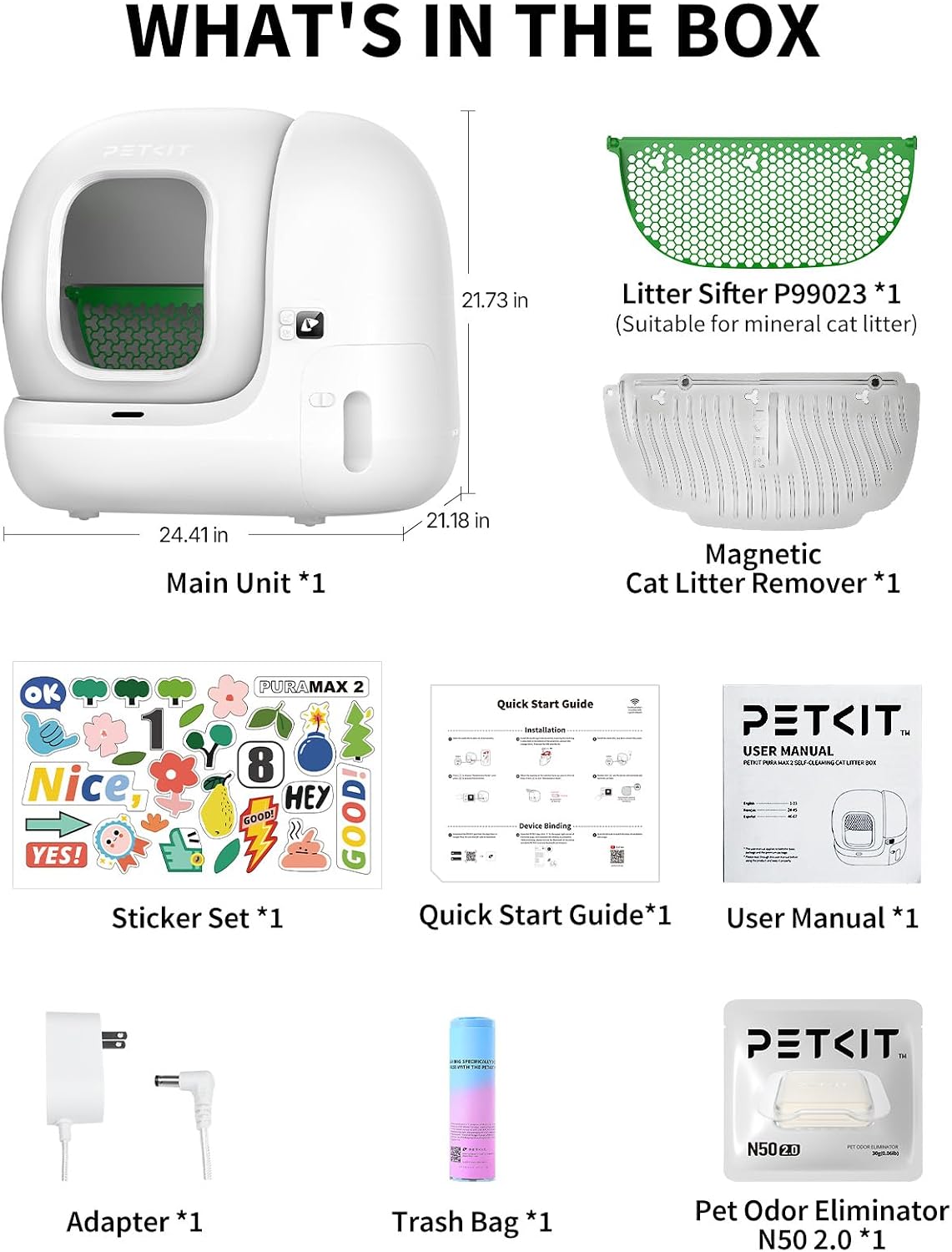 PETKIT PuraMax 2 Automatic Self-Cleaning Cat Litter Box, App Control Automatic Litter Box with Safety Sensors, Odor Free & Anti-Leakage Basic Bundle Includes Trash Bags,2.4G WiFi & Low Entrance - Image 9