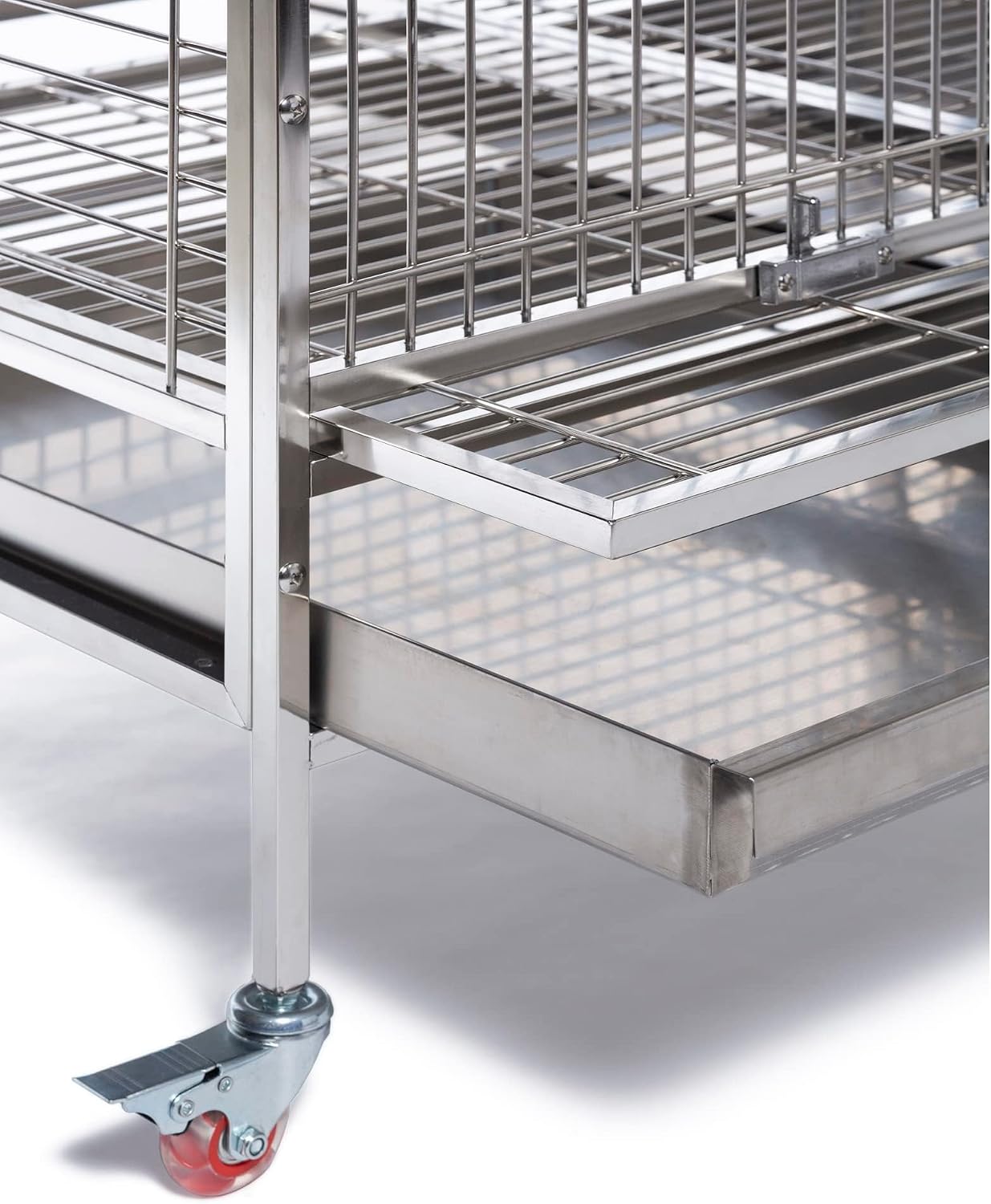 Prevue Pet Products Imperial Extra Large Stainless Bird Cage - Big Birdcage Ideal for Parrots, Cockatoos, Macaws, Included Perch and Cups, Durable Cage with Wheels - Gray, Extra Large - Image 3