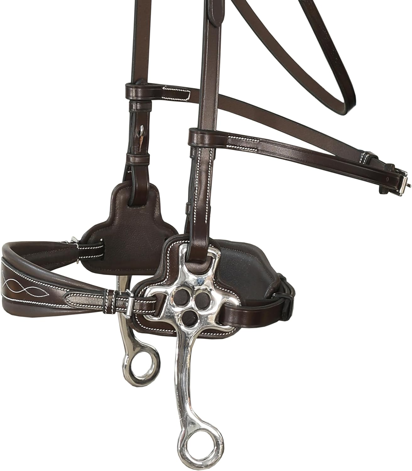 Exion Nova Hackamore Bridle – Anatomical Bitless Horse Bridle with Rubber Reins – Padded Anti-Pressure Crownpiece – Vegetable-Tanned Leather Bitless Bridle for Jumping & Training - Image 7