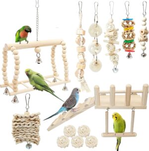 Hamiledyi 13Pcs Parrot Swing Chew T...
