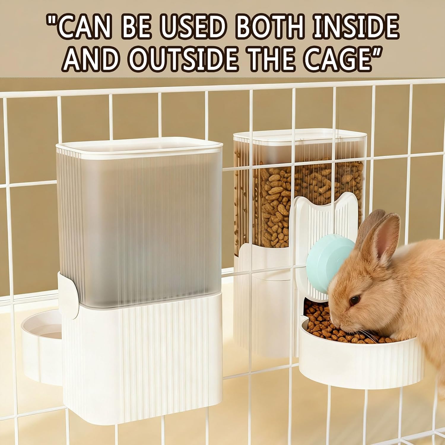 kathson Hanging Automatic Pet Food and Water Dispenser,Gravity Auto Rabbit Feeder for Cage,Guinea Pig Feeder and Waterer Set,Cat Food Bowl Dog Feeding Station for Bunny,Ferret,Chinchilla (Blue) - Image 5