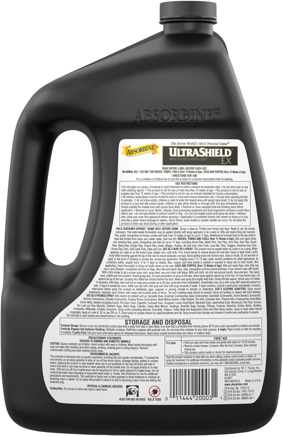 Absorbine UltraShield EX 128oz Insecticide, Kills & Repels Flies, Mosquitoes, Ticks, Fleas, Lice, Use on Horses, Dogs, Premises - Image 8