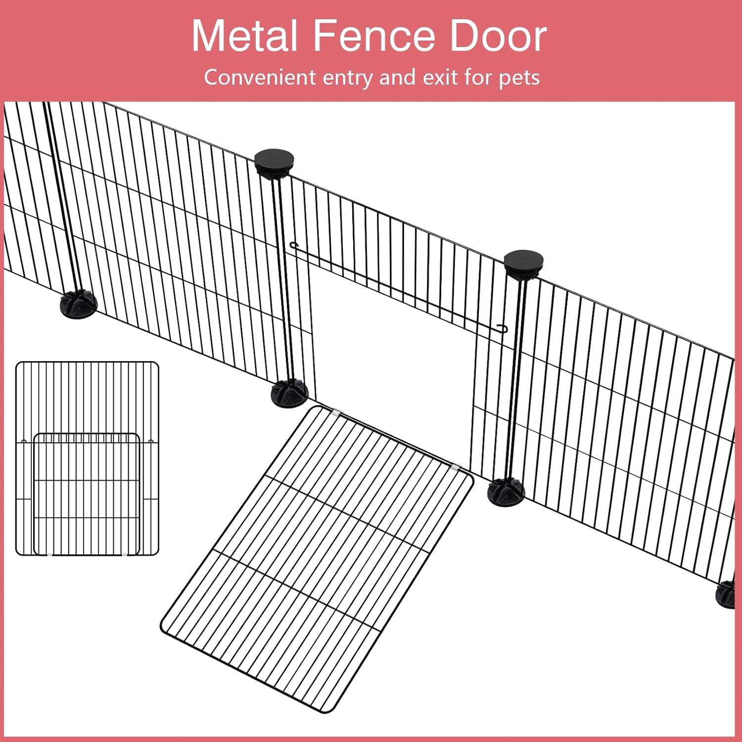 VISCOO 12 Panels Small Animal Playpen, 48" x 24" x 16" Pet Playpen with Waterproof Mat, C&C Cage for Guinea Pigs, Puppy Play Pen, Bunny Playpen, Indoor Outdoor Portable Metal Wire Yard Fence - Image 3