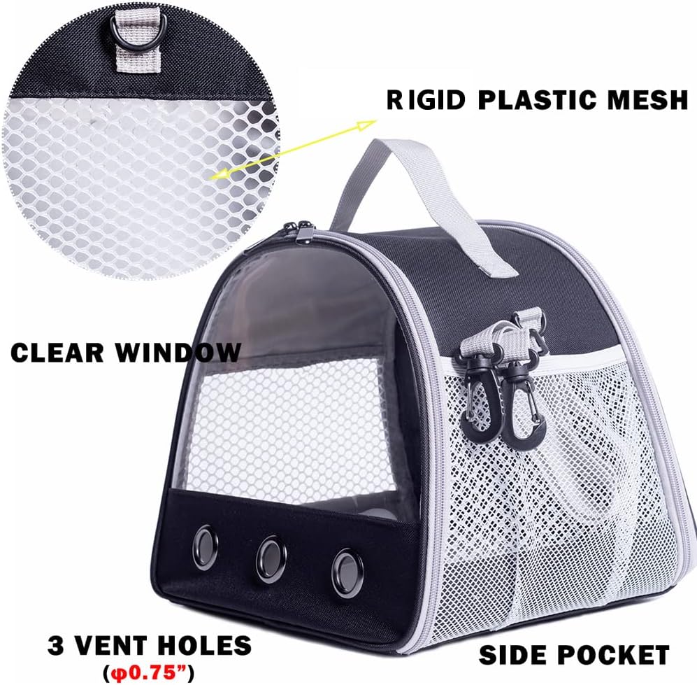 Guinea Pig Carrier Backpack, Clear Bubble Window Backpack for Guinea Pig, Bunny Rat Bird (Black, Carrier) - Image 3