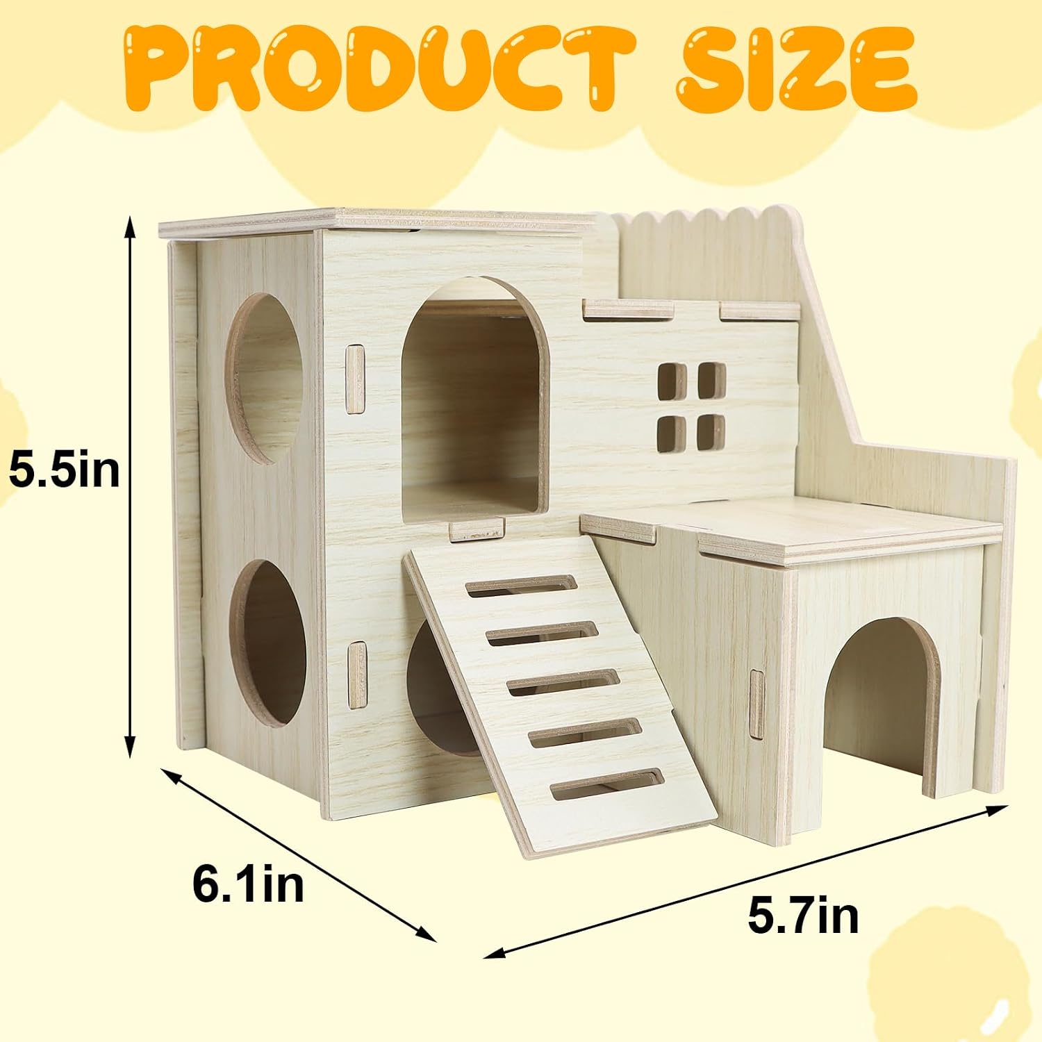 Hamster Hideout Tiny Maze Wood House with Slide Hamster House and Habitat Wooden Hide Hut for Dwarf Gerbils Mouse Mice and Other Small Animals (Pygmy Rats Only) - Image 2