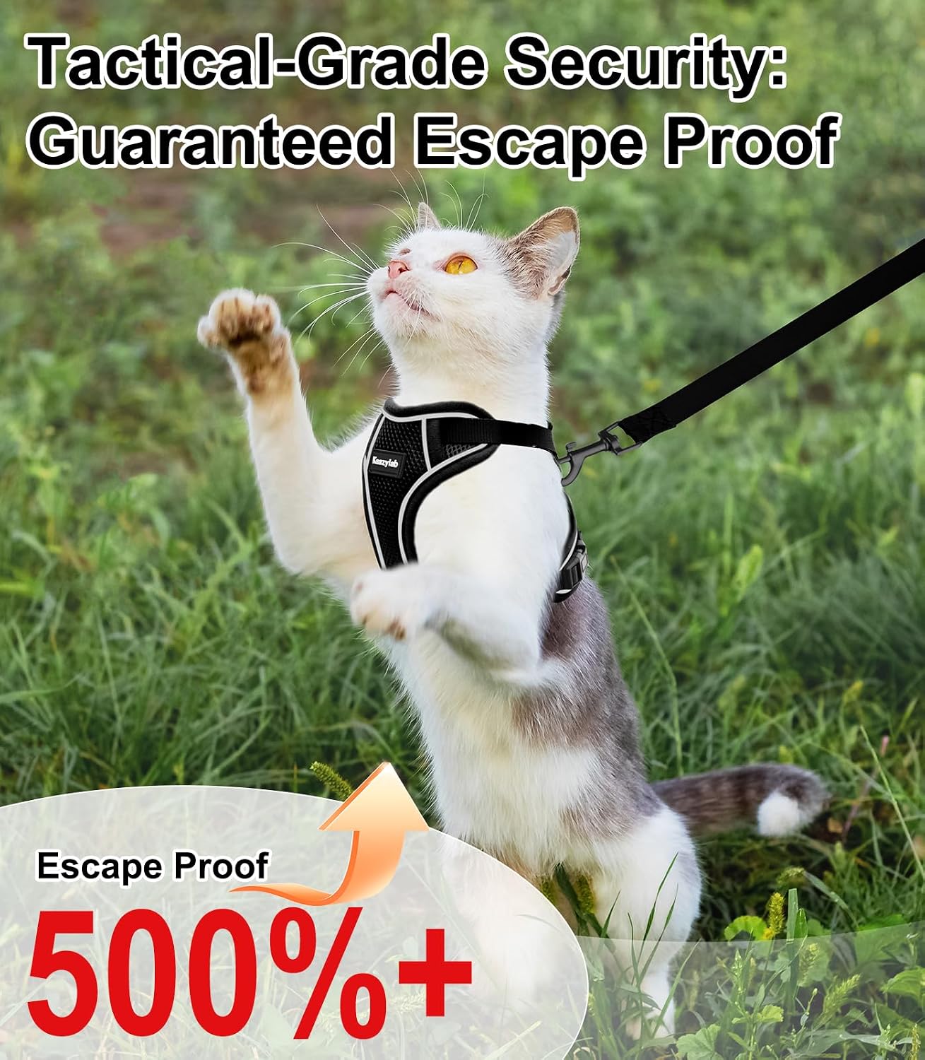 Cat Harness and Leash for Walking Escape Proof Soft Adjustable Cat Leash Breathable Comfortable Vest Easy to Wear Kitten Harness for Outdoor Travel (Black, S (7-12lb)) - Image 2