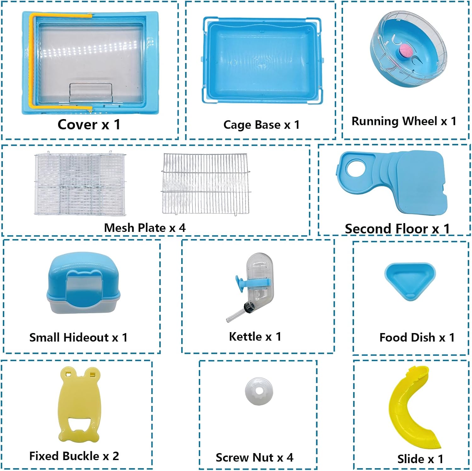 Portable Hamster Cage 2 Layers Dwarf Hamster Habitat, Small Animal Travel Cage with Running Exercise Wheel, Mouse Cages for Mice Gerbils or Other Tiny Pets,10.62 * 8.27 * 11.02 in (Style 3) - Image 3