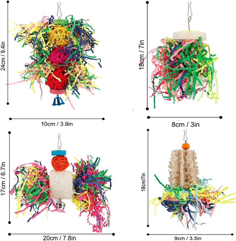 Bird Shredding Foraging Toys Parakeet Toy Chewing Hanging Toy Shredded Paper Bird Cage Accessories Bird Rope Perch for Conure Cockatiel Budgies Lovebird Parrotlet - Image 6