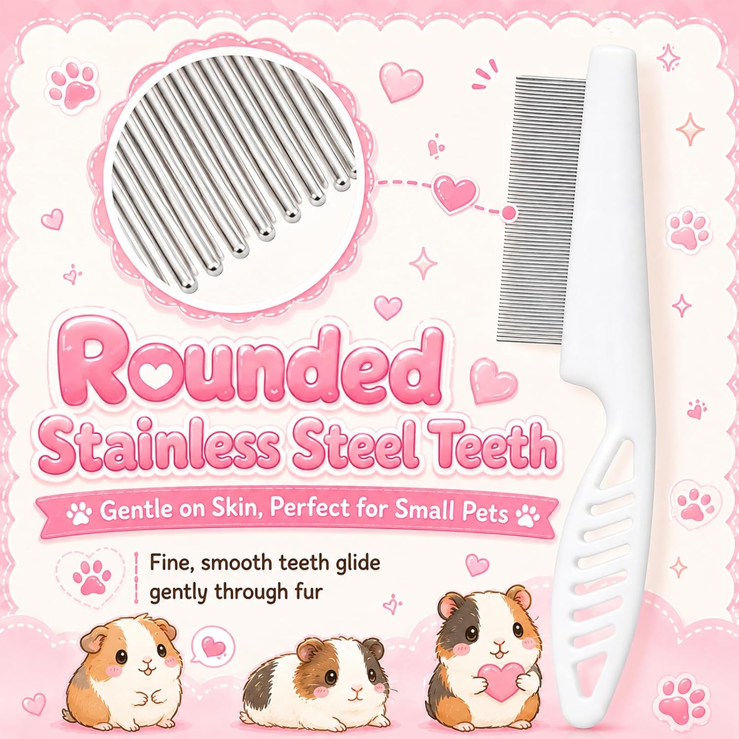 Guinea Pig Brush Kit Hamster Cleaning Grooming Comb with Nail Clipper Trimmer, Nail Files - Professional Small Animal Grooming Tool for Rabbit, Bunny, Puppy, Kitten, Ferret - Image 4