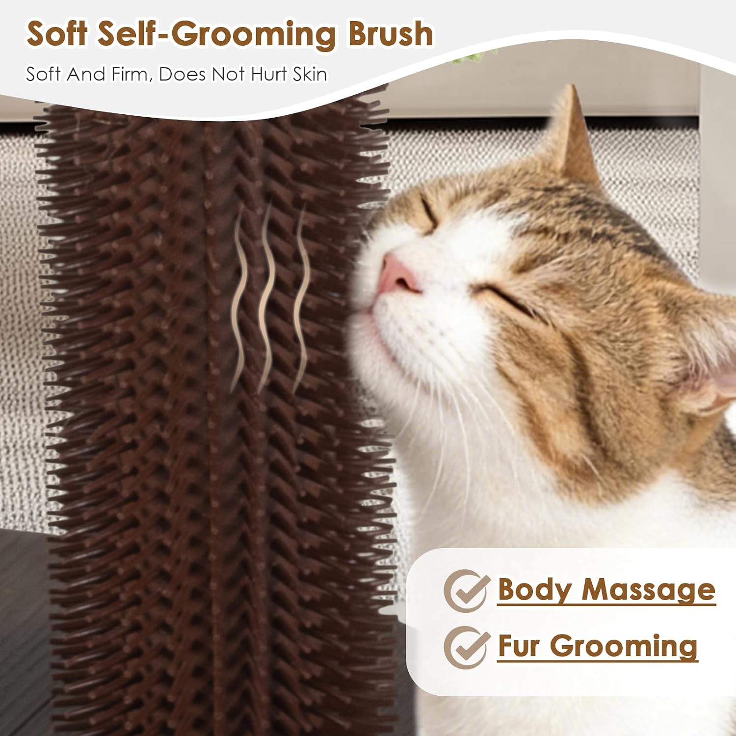 22 Inch Heavy-Duty Cat Scratching Post with Cozy Plush Bed, 3 Sisal Scratching Posts, Interactive Cat Scratcher with Grooming Brush, Hanging Pom-Pom, Track Balls & Mouse Toy for Indoor Cats - Image 7