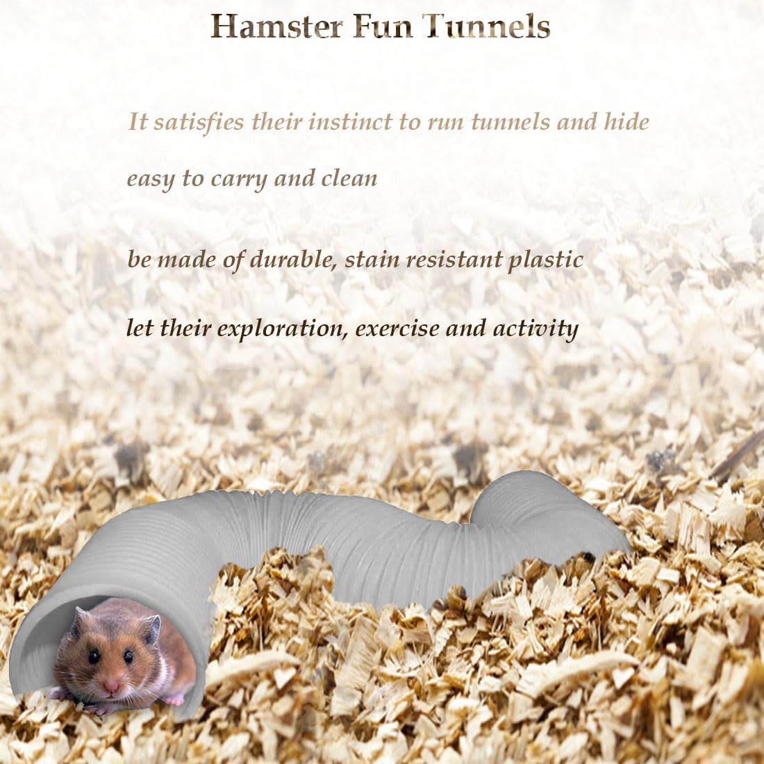 PINVNBY Plastic Tunnel for Guinea Pigs,2 Pcs Foldable Hamster Tunnels Collapsible Hamsters Fun Tube Small Animal Exercising Training Hideout Tubes for Gerbils Rats Mice Ferrets(Gray) - Image 4