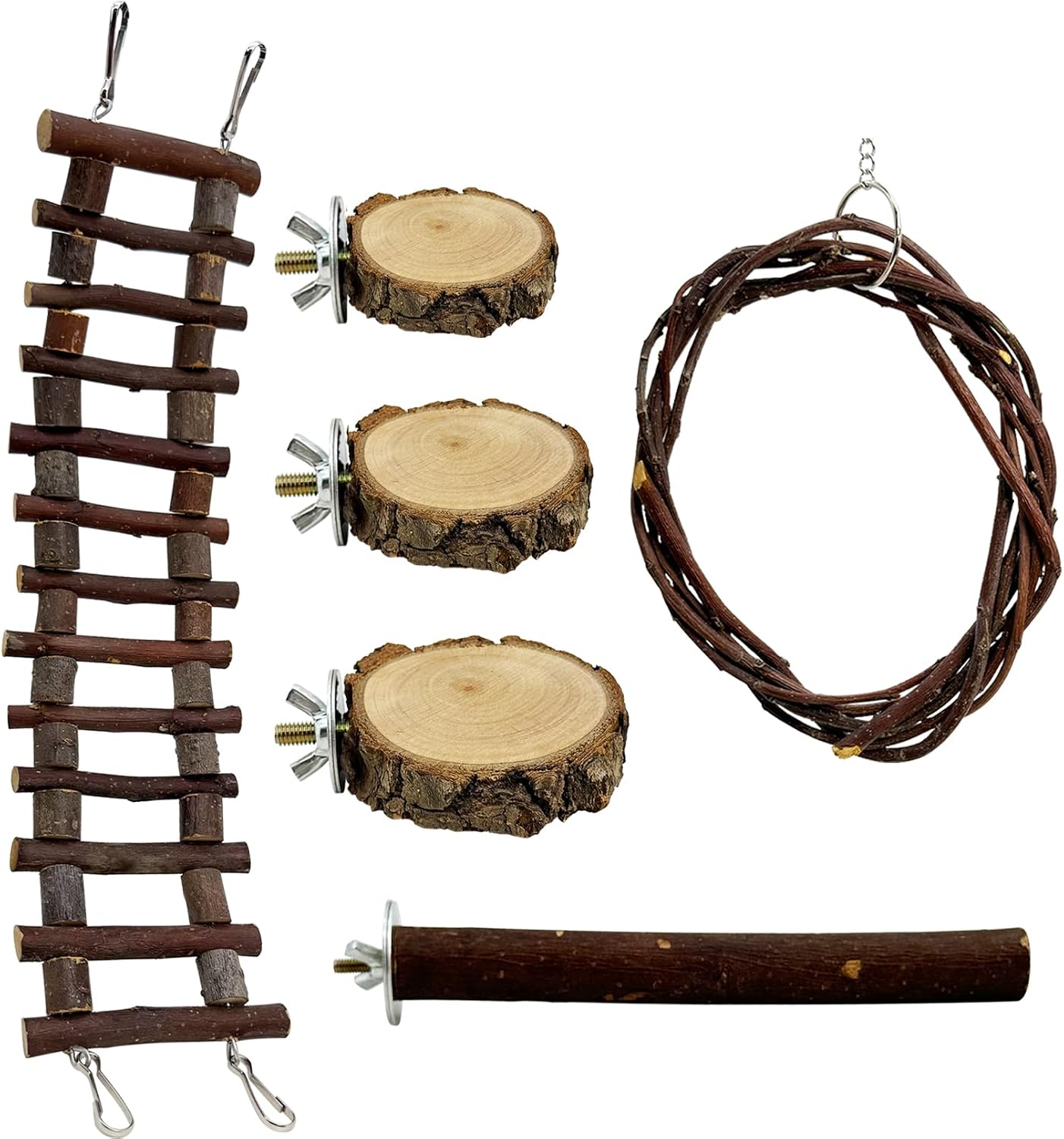 BNOSDM Sugar Glide Cage Accessories 6 Packs Wood Sugar Glider Toys Hanging Cage Ladder Sugar Glider Perch Stand Climbing Platform for Hamster Squirrel - Image 9