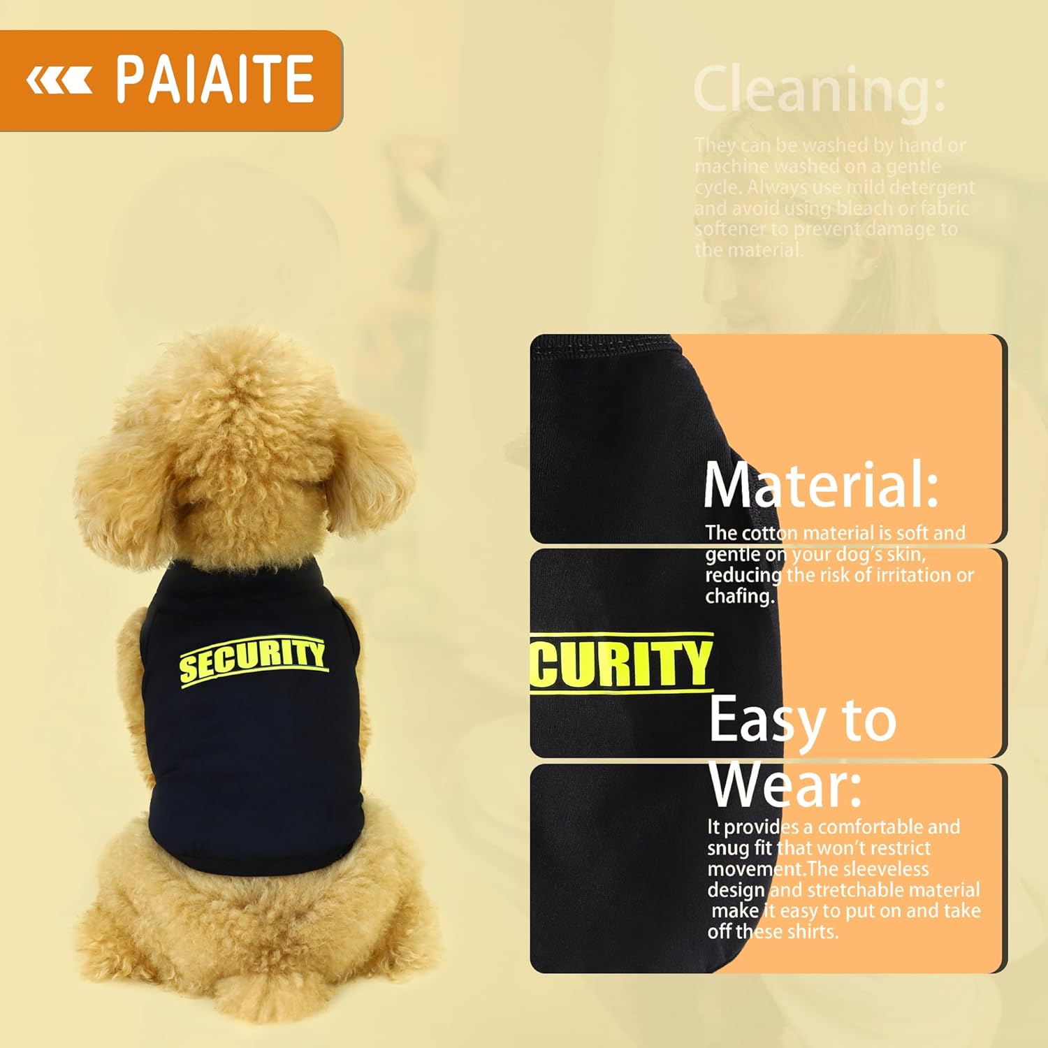 Discover Cozy Cotton Canine Wear: Soft, Lightweight, and Breathable Dog Shirt Vest with Eye-Catching Graphics(Security), Keeping Your Furry Friend Warm and Comfy! Black M - Image 4
