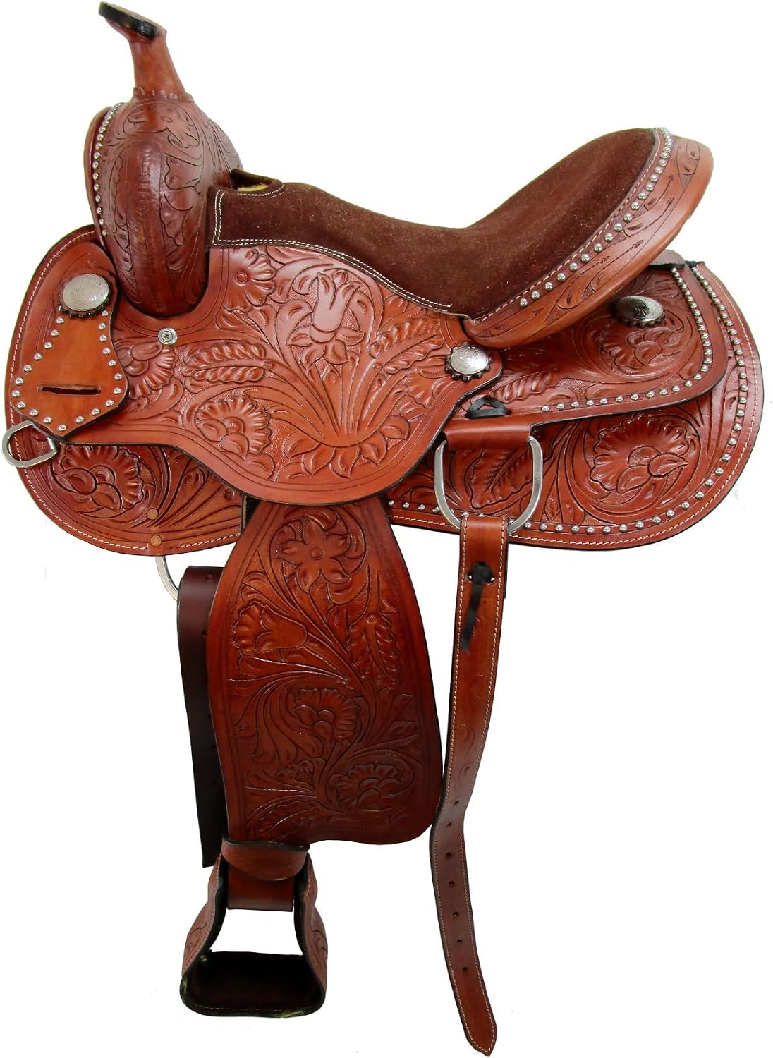 Western Horse Saddle Barrel Racing Pleasure Ride Trail Horse Tooled Leather Rodeo Cowboy Saddles 15 16 17 18 - Image 4