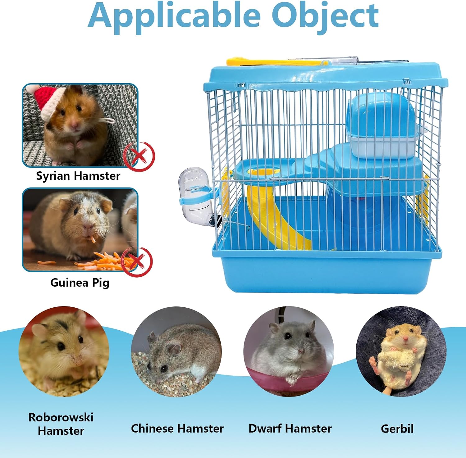 Portable Hamster Cage 2 Layers Dwarf Hamster Habitat, Small Animal Travel Cage with Running Exercise Wheel, Mouse Cages for Mice Gerbils or Other Tiny Pets,10.62 * 8.27 * 11.02 in (Style 3) - Image 7