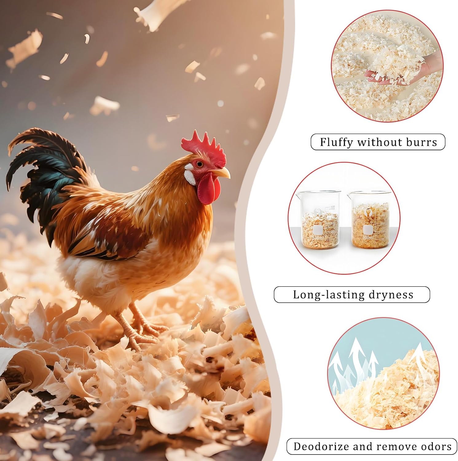 Pine Shavings, Wood Shavings, Chicken Coop, Small Animal Bedding, Chicken Coop Bedding, Odor Control for Pet Guinea Pigs, Rabbits, Hamsters, Gerbils, and Chinchillas (2 LB) - Image 5