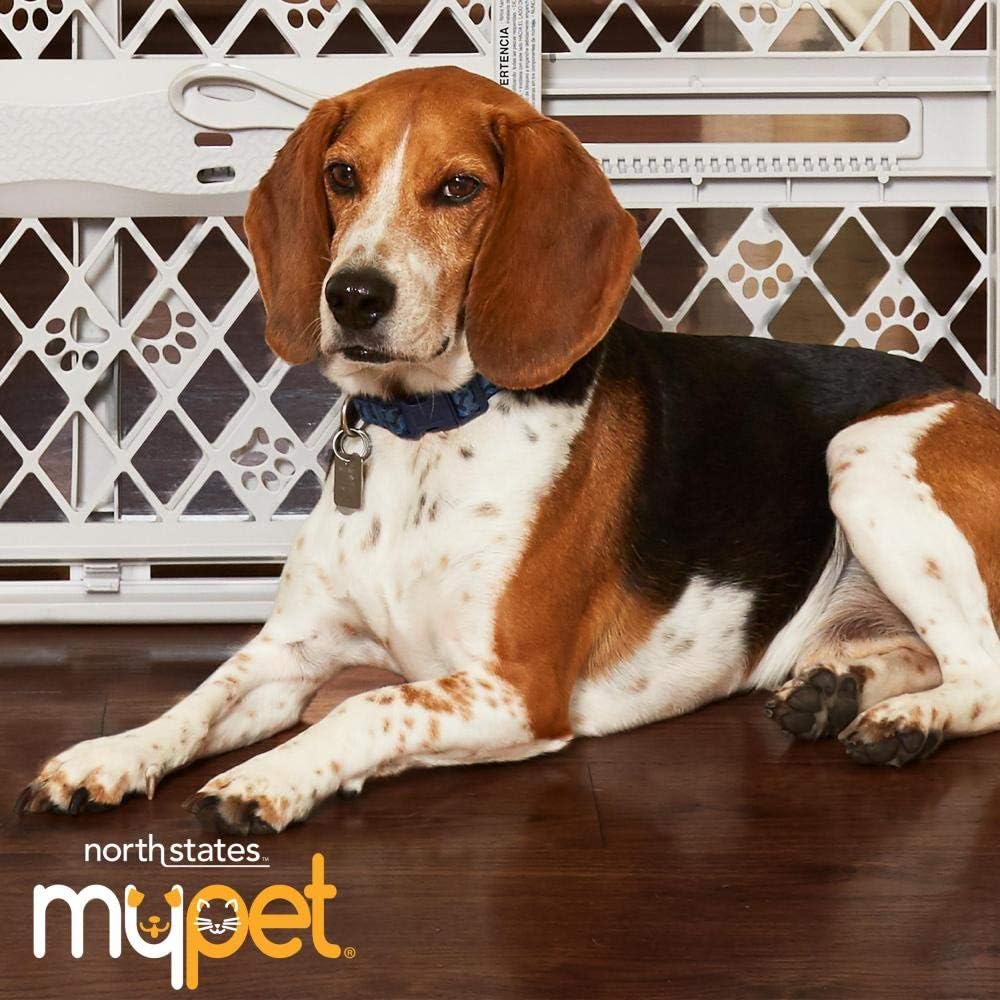 MYPET North States Paws Portable Pet Gate: 26-40" Wide. Pressure Mount. No Tools Needed. Made in USA. Dog Gate 23" Tall, Expandable, Durable Dog Gates for Doorways, Light Gray - Image 7