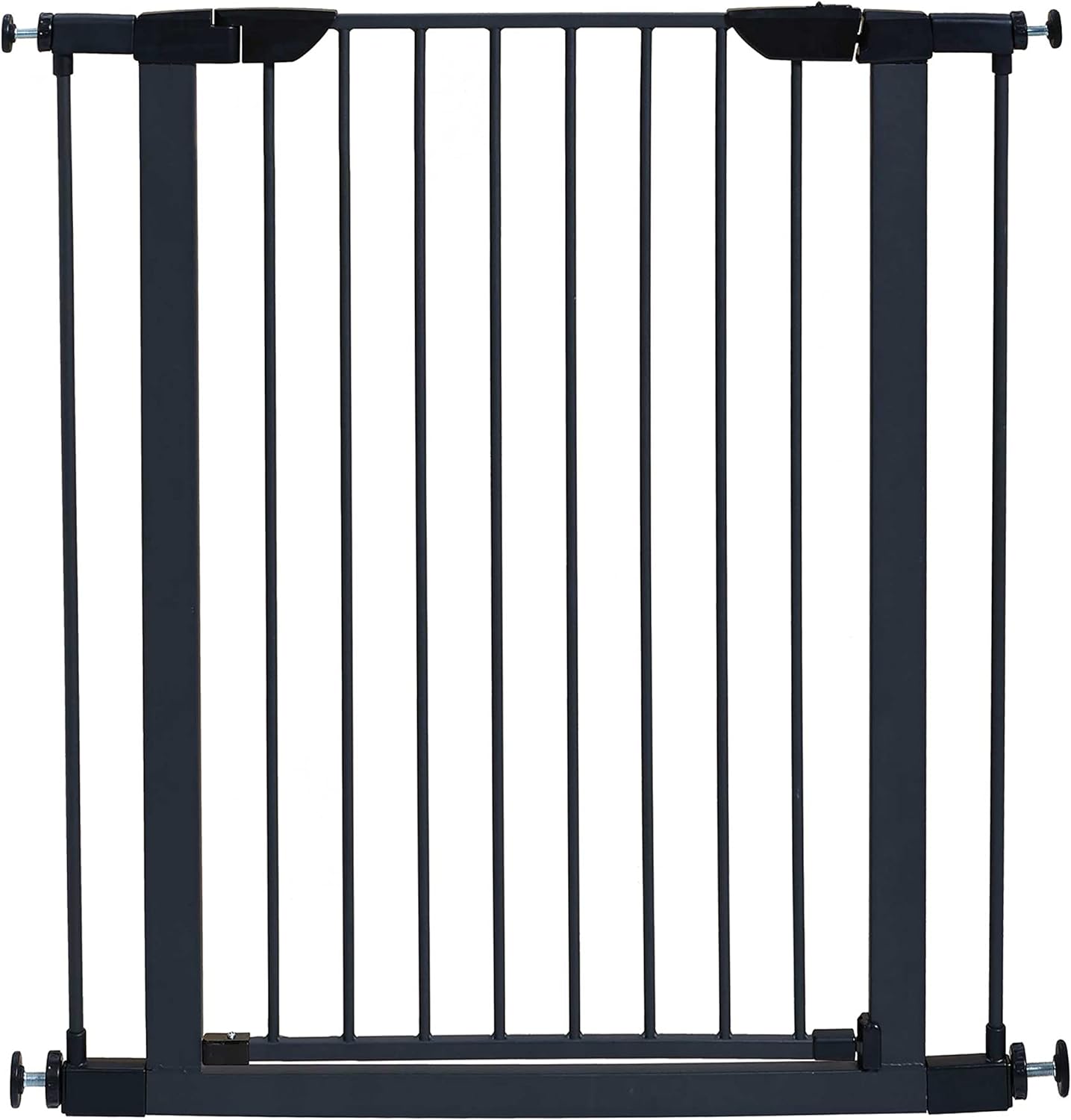 Midwest 39" Steel Walk-Thru Dog Gate, Graphite | Pressure Mounted, Expands 29.5"- 38" Wide, Auto-Close Door, Spring-Loaded Latch, Includes Two 3" Extensions