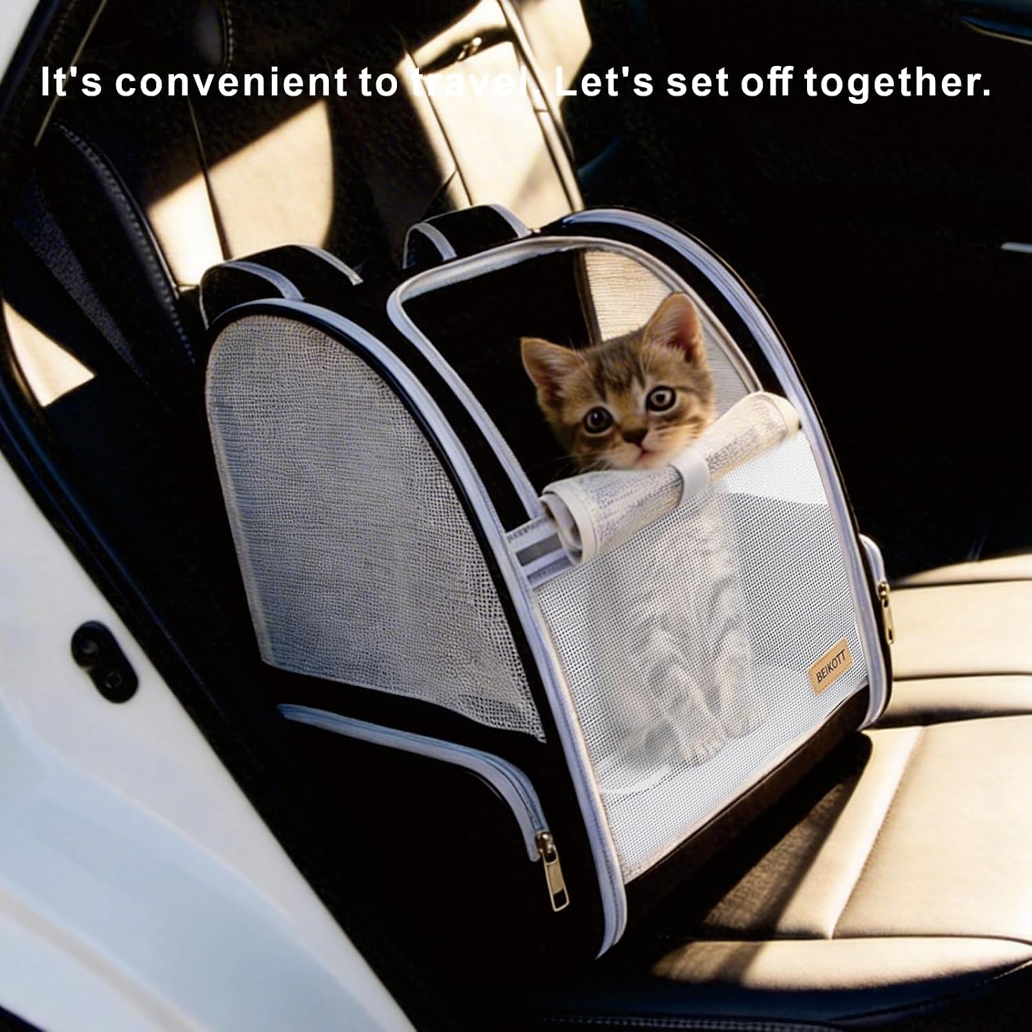 Cat Carrier Backpack, Dog Backpack, Ventilate Pet Cats Puppy Dogs Birds Bunny Backpack for Travel Indoor Outdoor Use(Black) - Image 4