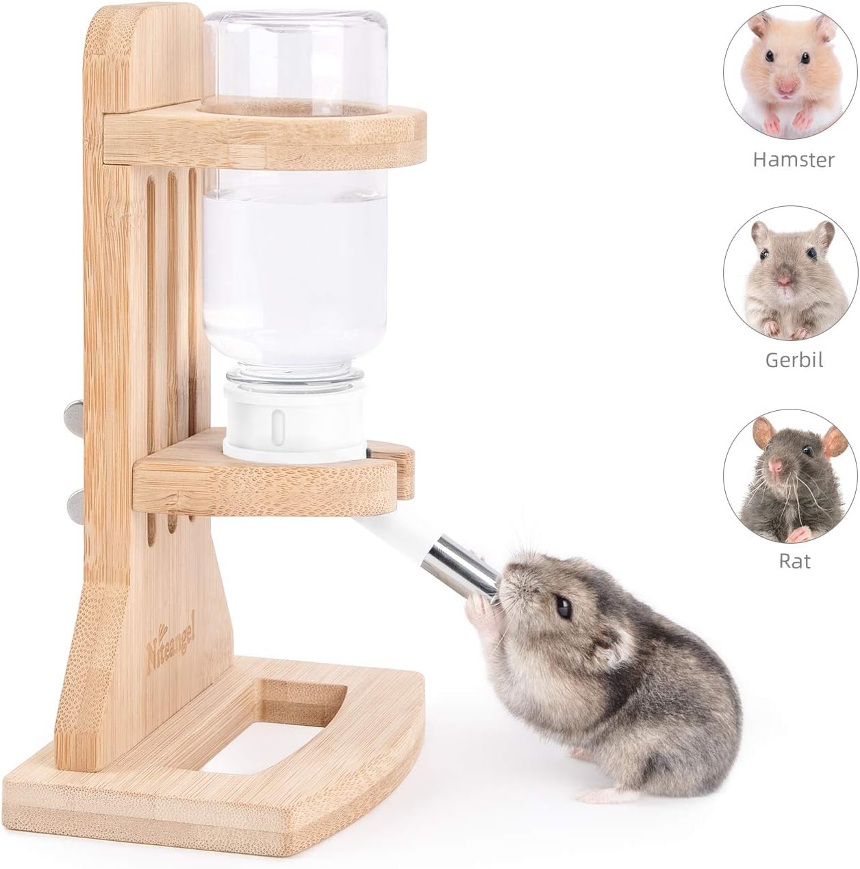 Niteangel Water Bottle with Stand for Syrian Dwarf Hamsters Gerbils Mice Rats Degus Small pet Rodents(White) - Image 2